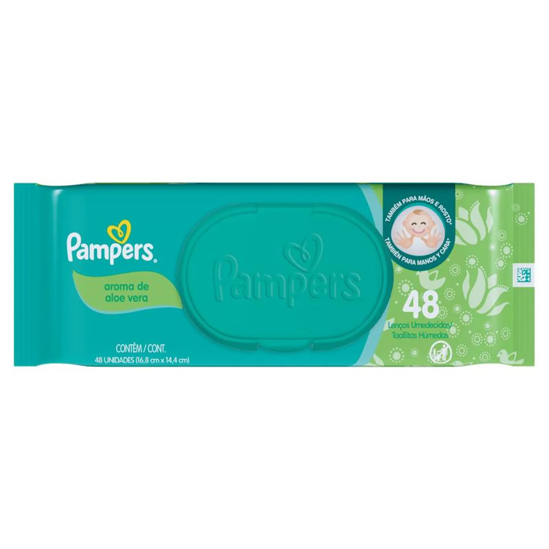 Lenço umedecido Aloe Vera Pampers Regular com 48 unidades