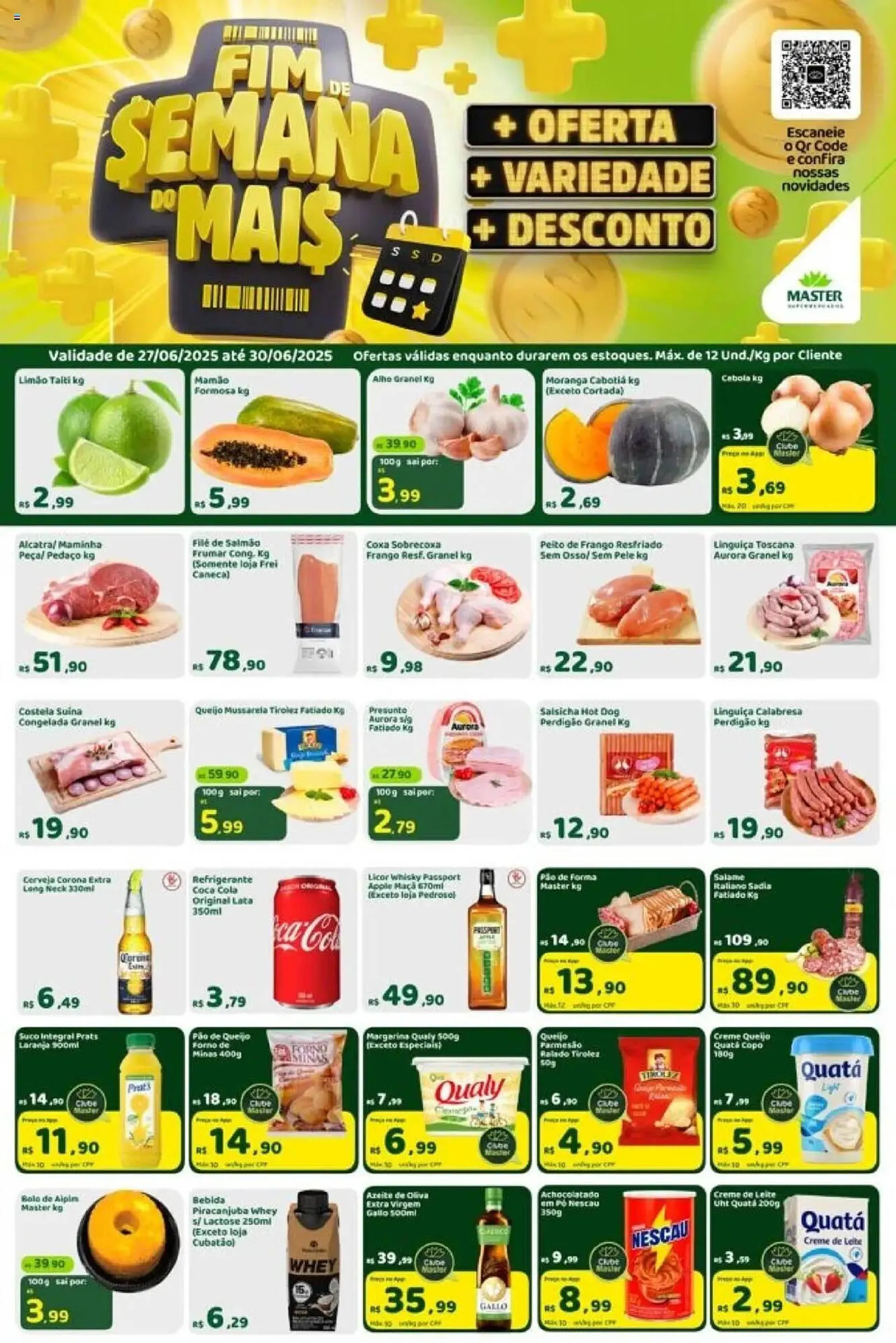 Encarte de Catálogo Master Supermercados 27 de junho até 30 de junho 2025 - Pagina 1