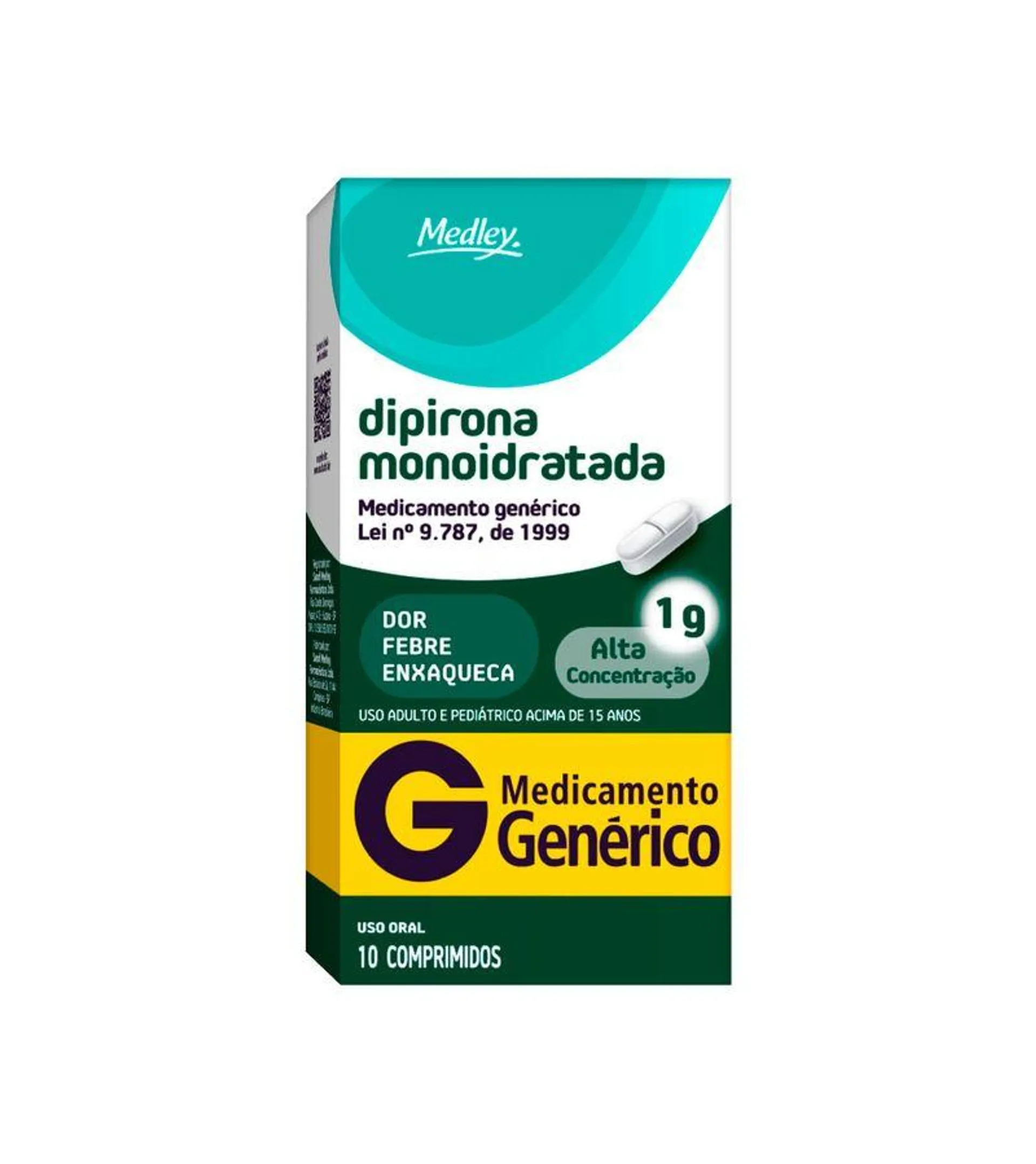 Dipirona Medley Com 10 Comprimidos 1g Generico