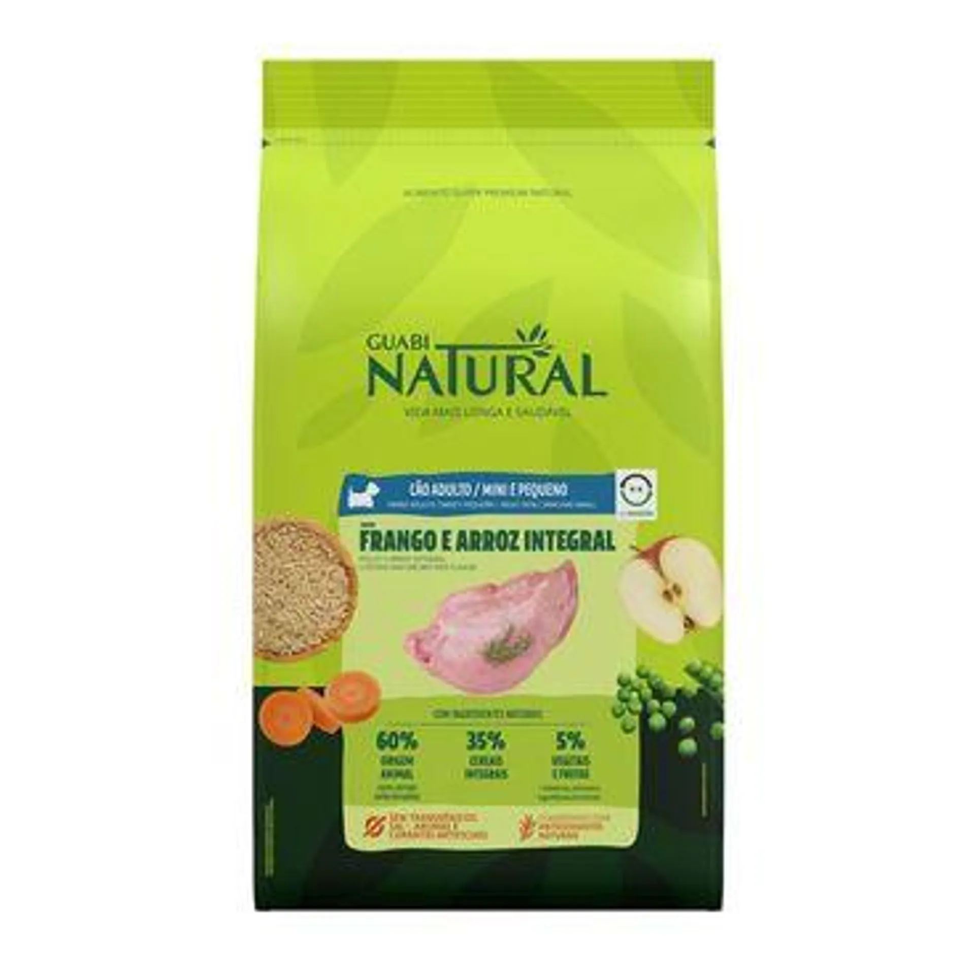 Ração Guabi Natural Cães Adultos Raças Mini e Pequenas Frango e Arroz Integral 10,1 kg