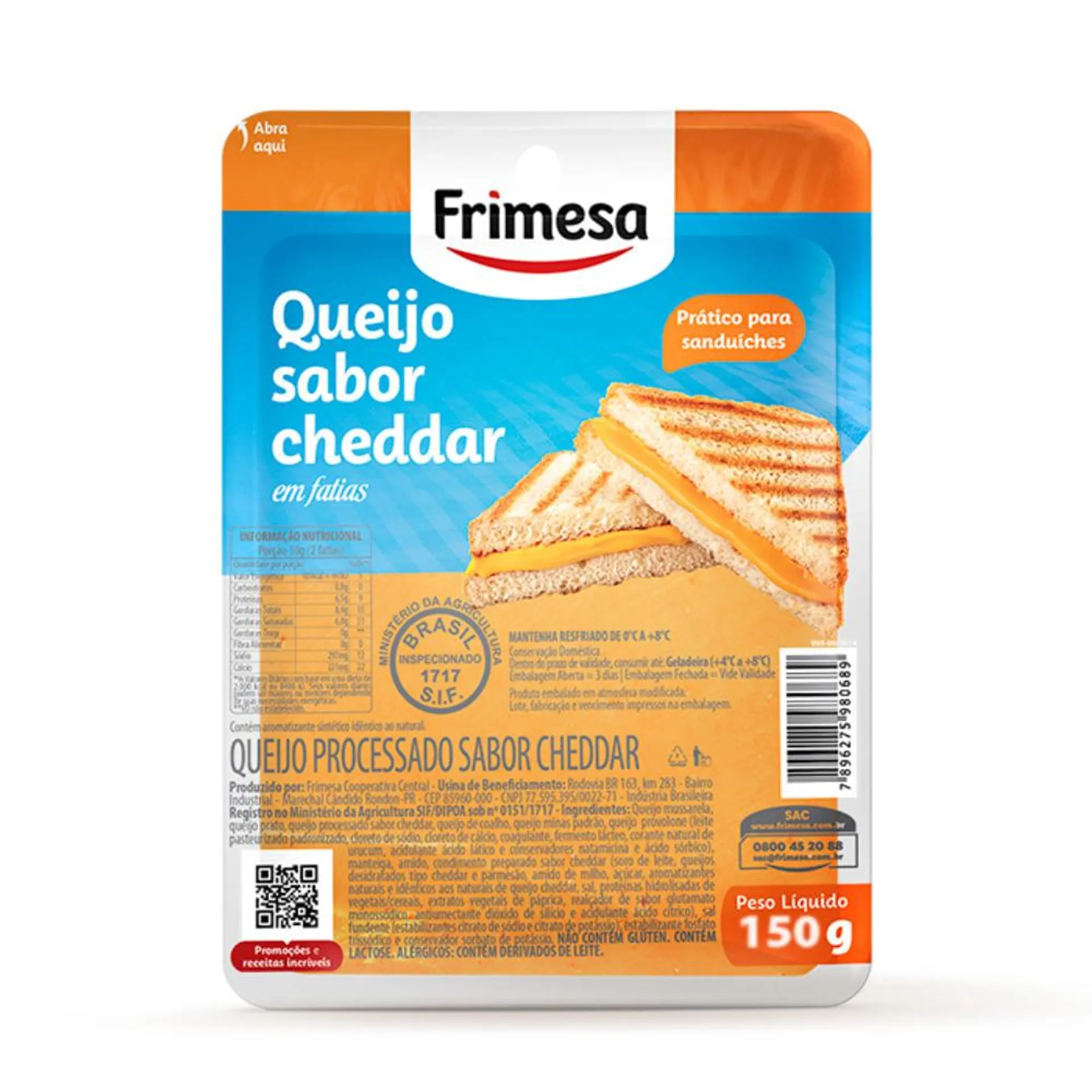 Queijo Cheddar Frimesa 150g Fatiado