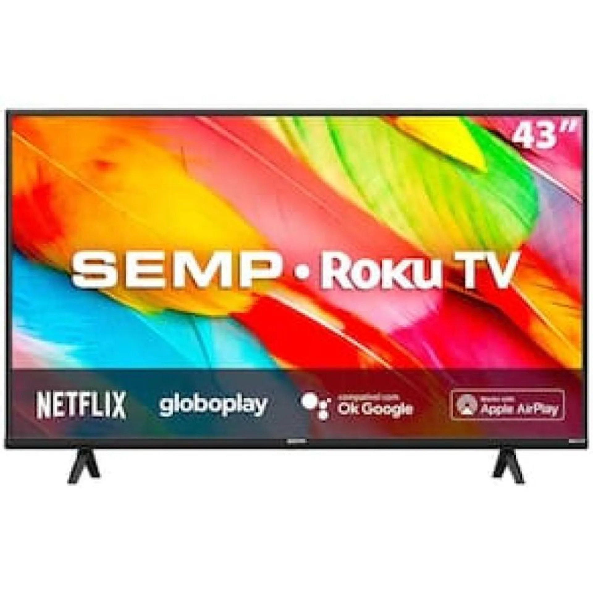 Smart TV LED 43" Full HD Semp Roku TV 43R6500 Wifi Dual Band, 3 HDMI, 1 USB, com Controle por Aplicativo, Compatível com Google Assistant, Alexa