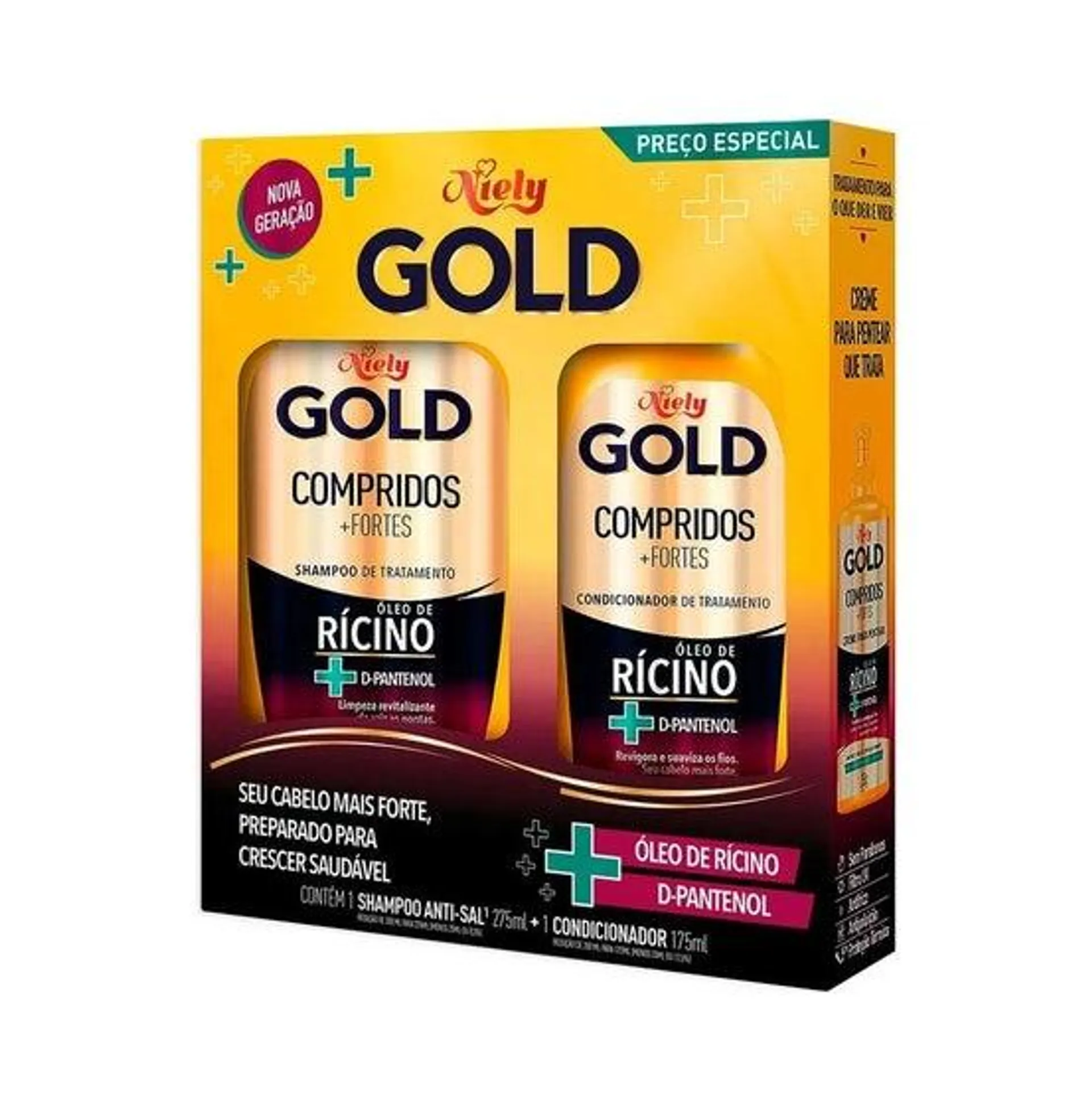 Kit Shampoo + Condicionador Niely Gold Compridos Fortes