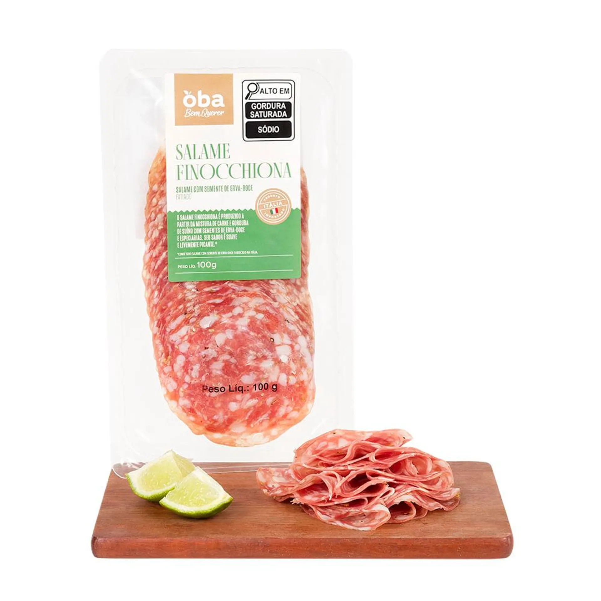 Salame Finocchiona Italiano Oba Bem Querer Fatiado 100 G