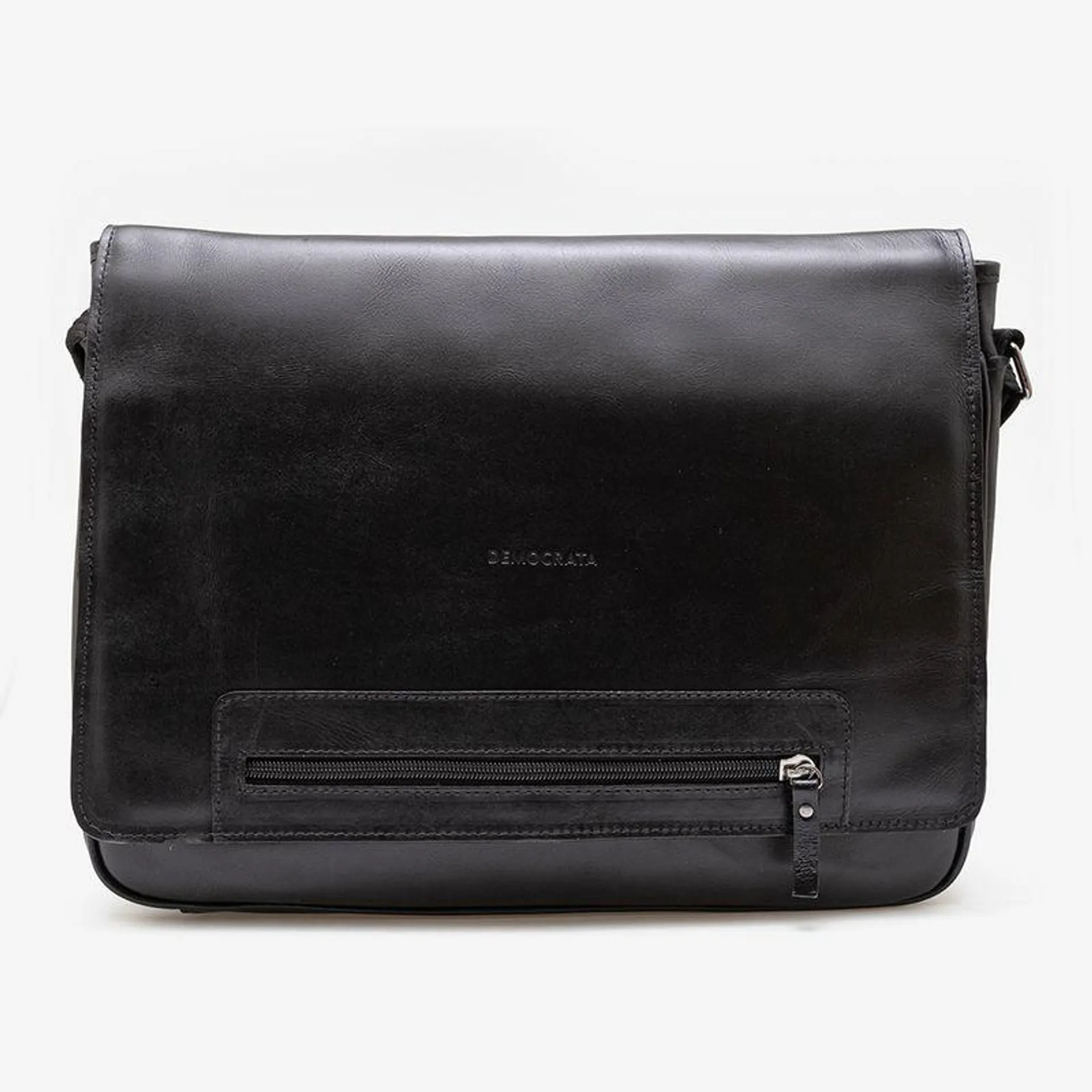 Bolsa Carteiro Em Couro Preto