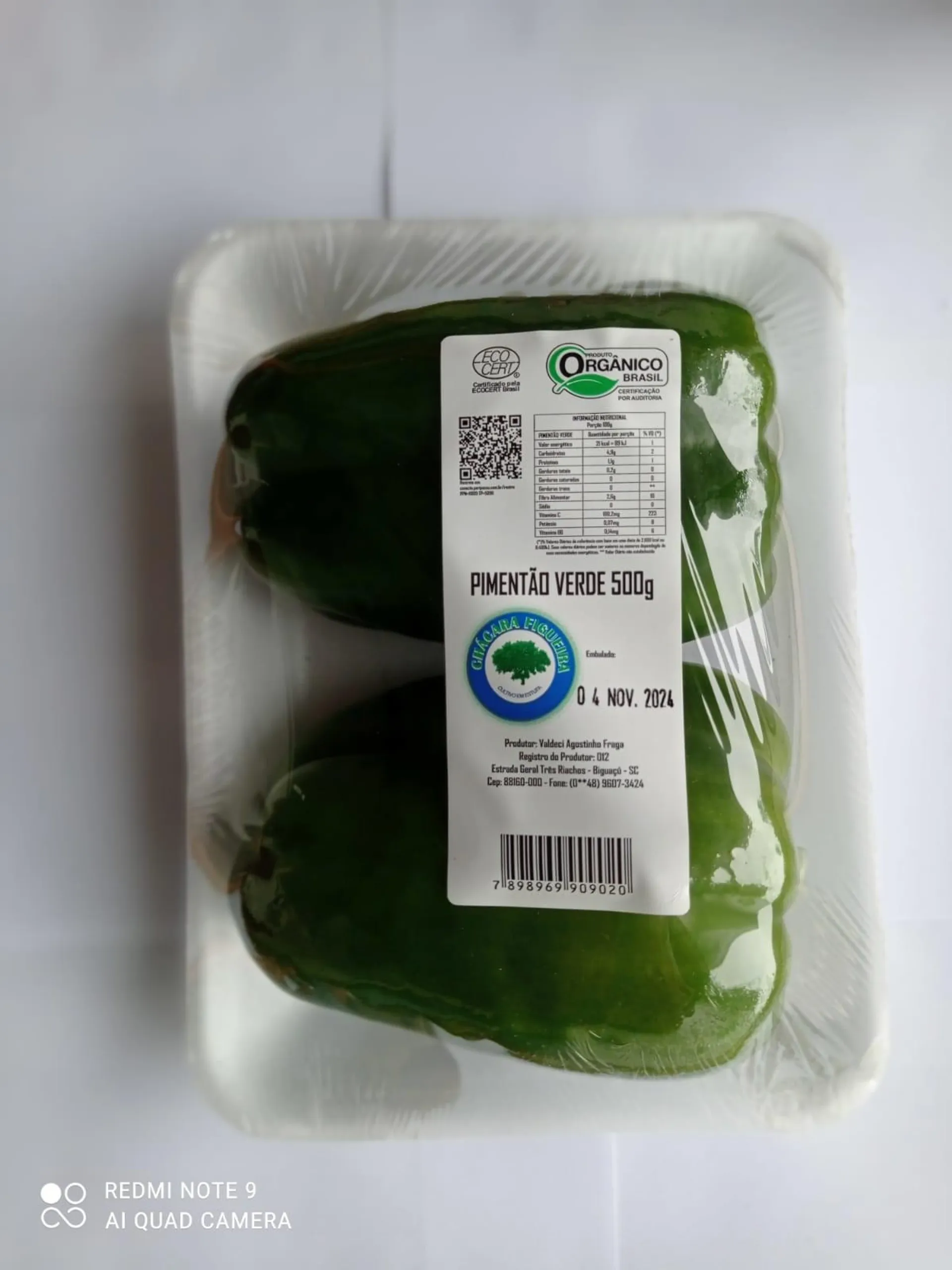 Pimentão Verde Orgânico Chácara Figueira 500g