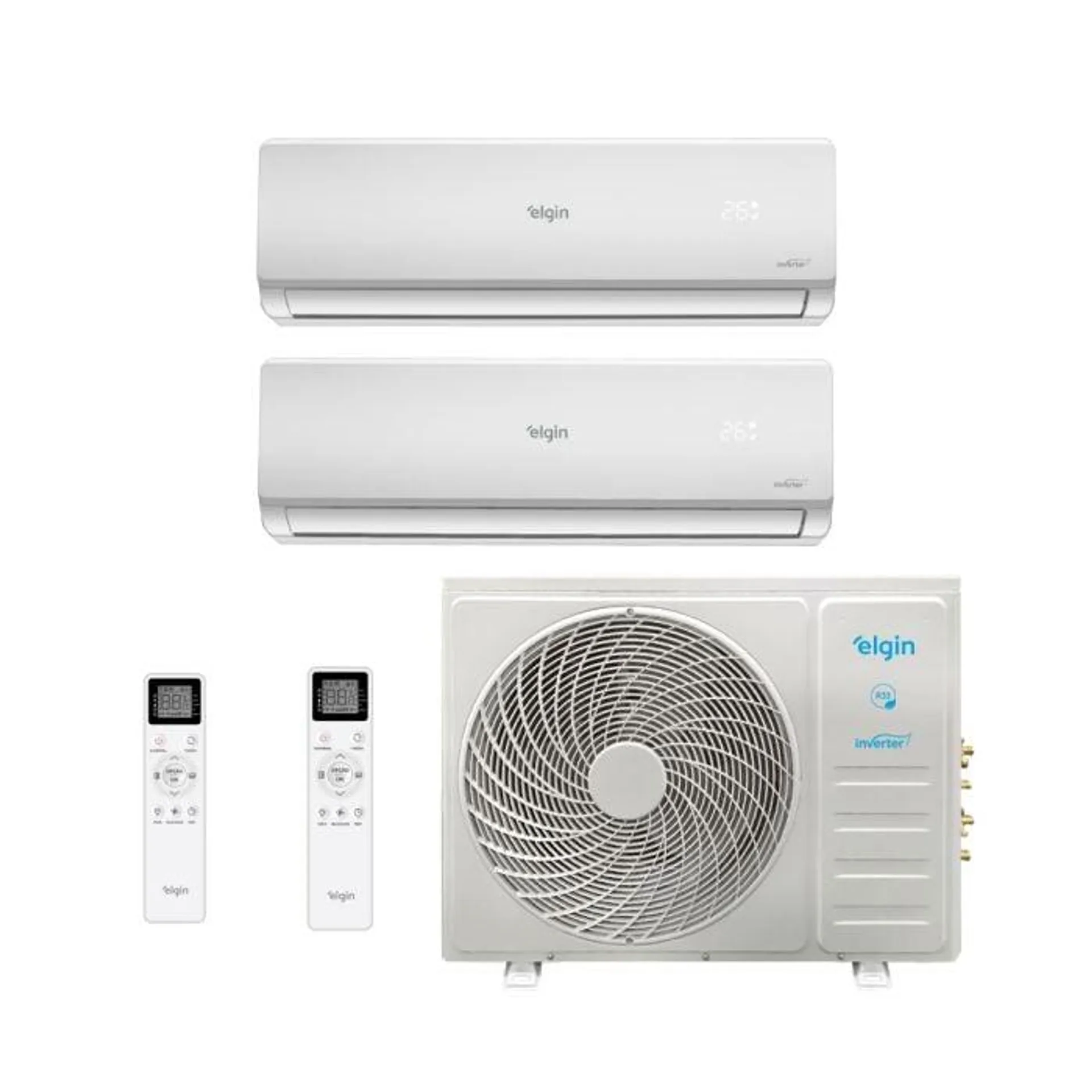 Ar Condicionado Bi Split Hi Wall Inverter Elgin Total Plus 18000 BTUs (9000+9000) Quente/Frio MTQE18C2CB - 220V