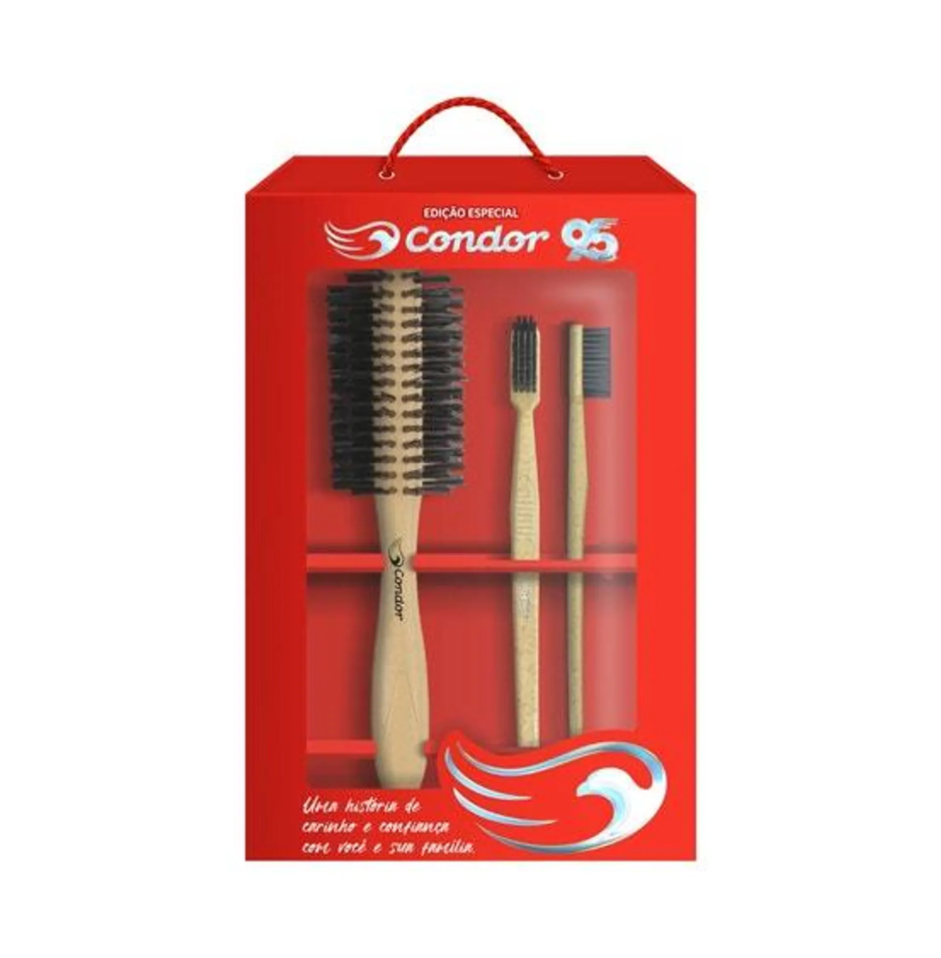 Kit Escova para Cabelo + Escova Dental Condor 95 Anos