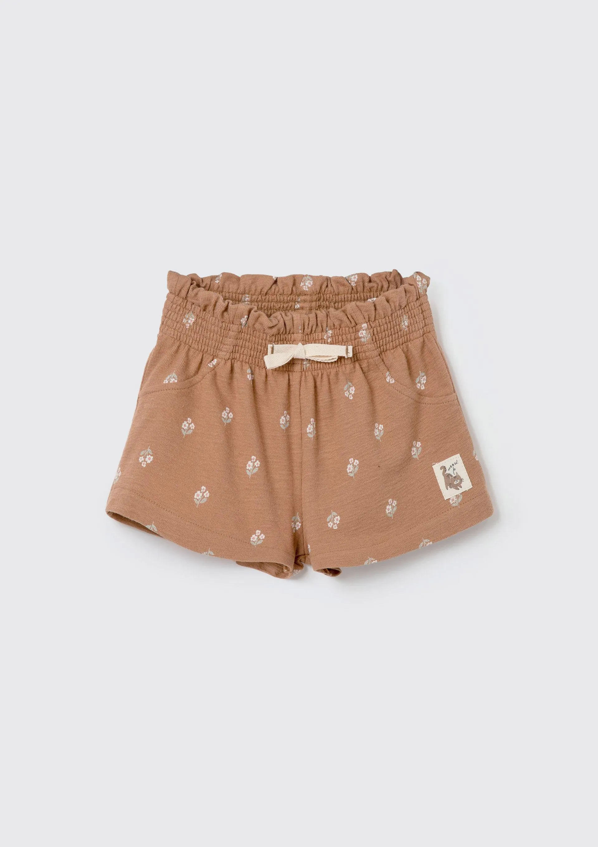 Shorts Infantil Menina Toddler Clochard Estampado - Marrom