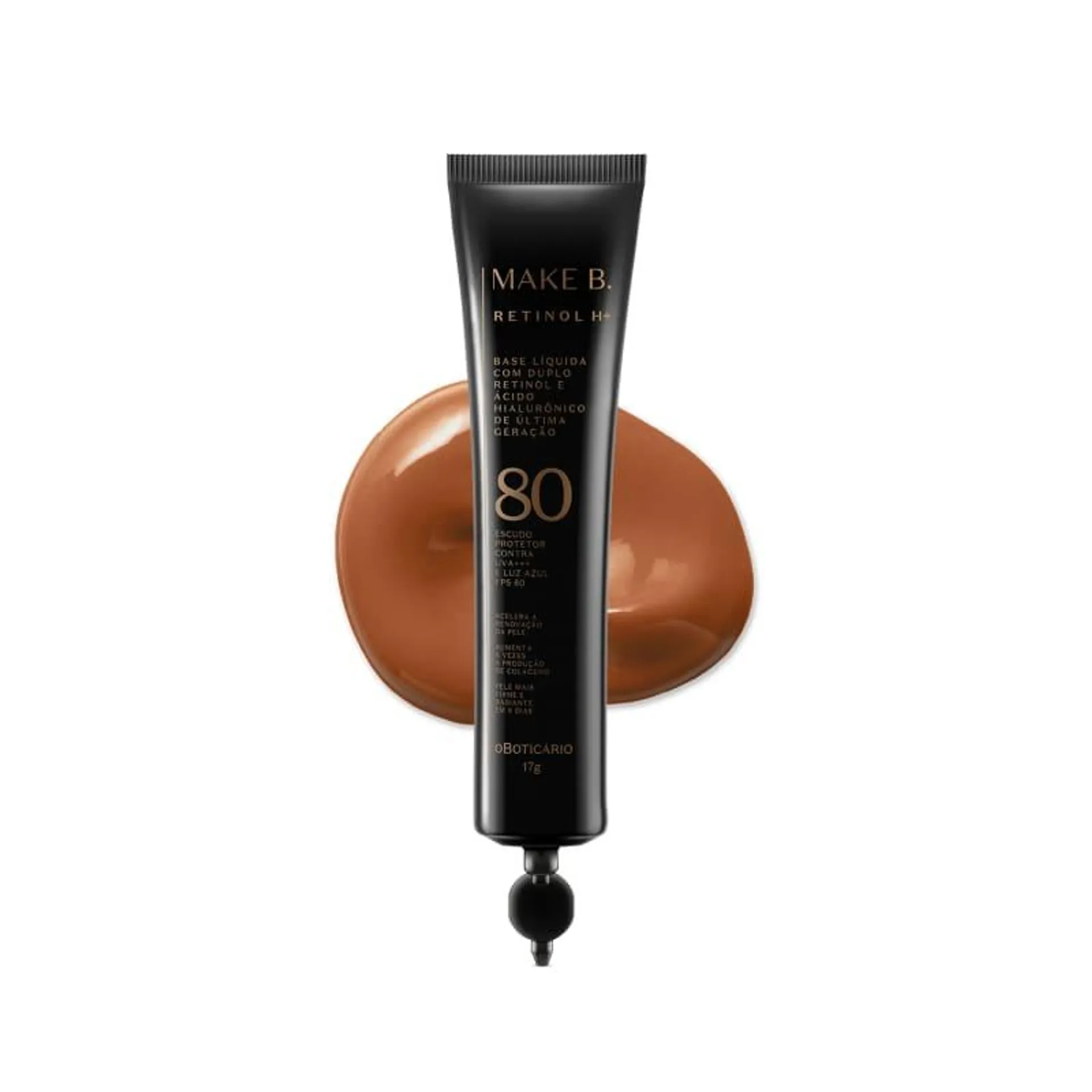 Refil Base Líquida Cor 65 com FPS 80 Make B. Retinol H+ 26g