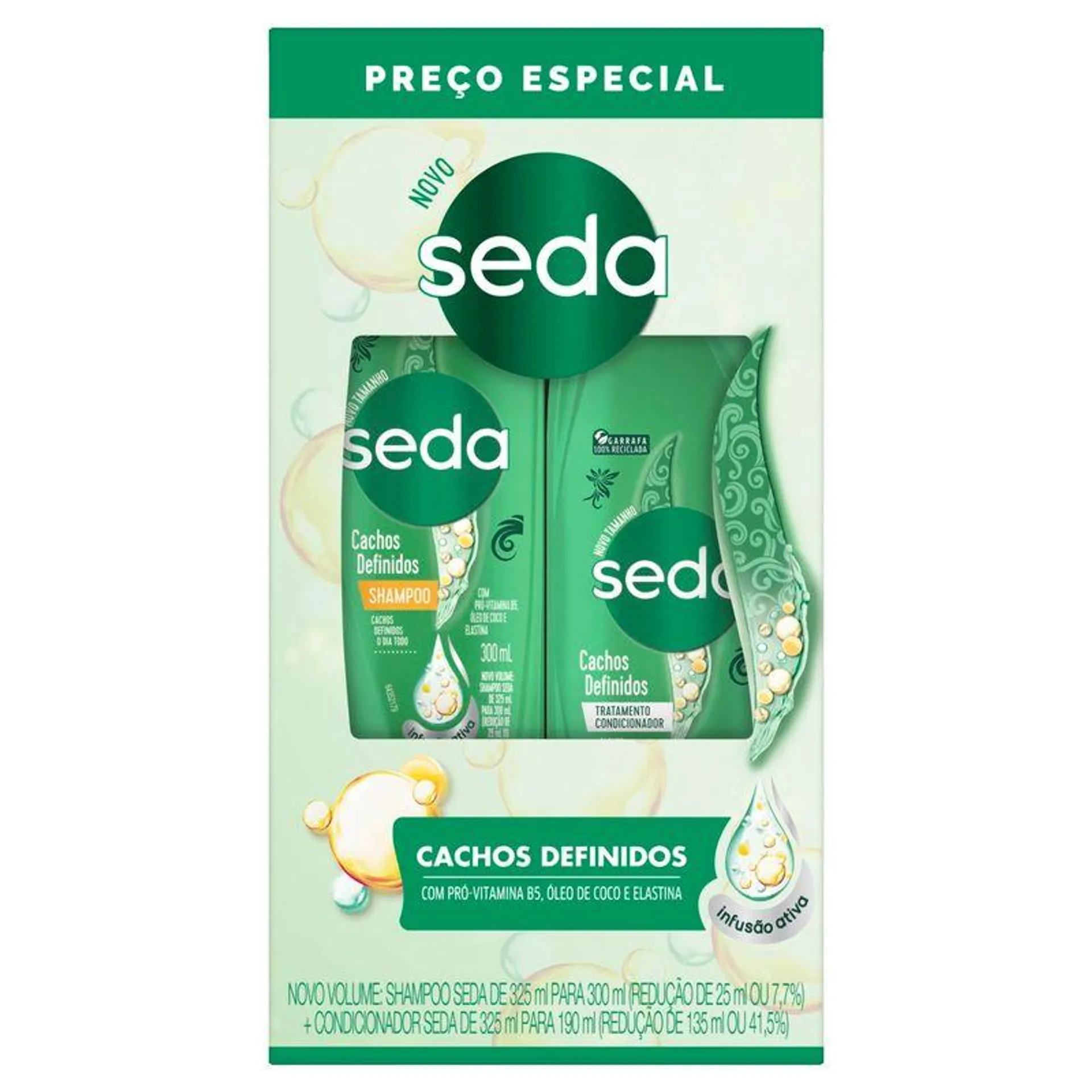 Shampoo 300ml e Condicionador 190ml Seda Cachos Definidos