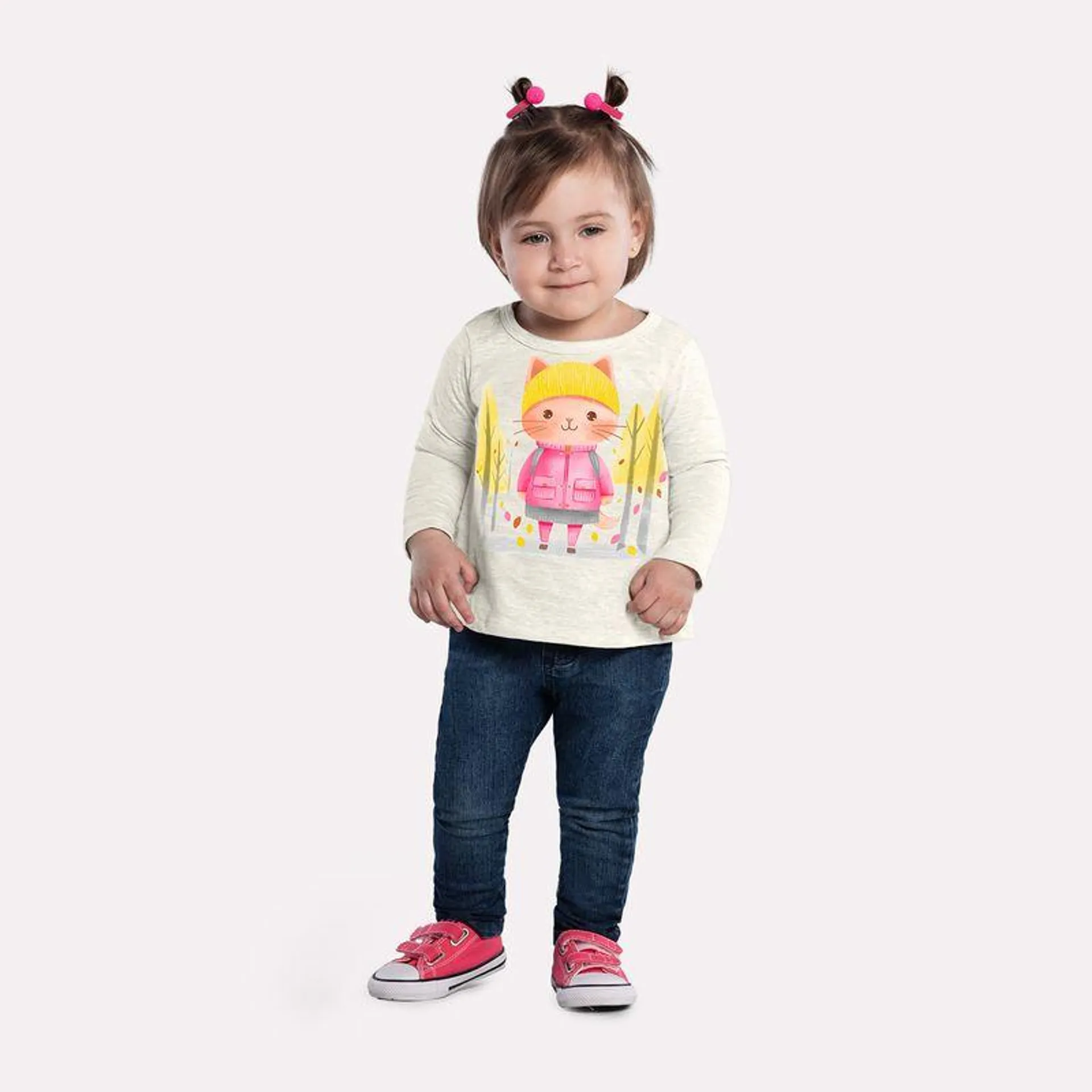 Blusa de Gatinho Infantil Menina Kyly