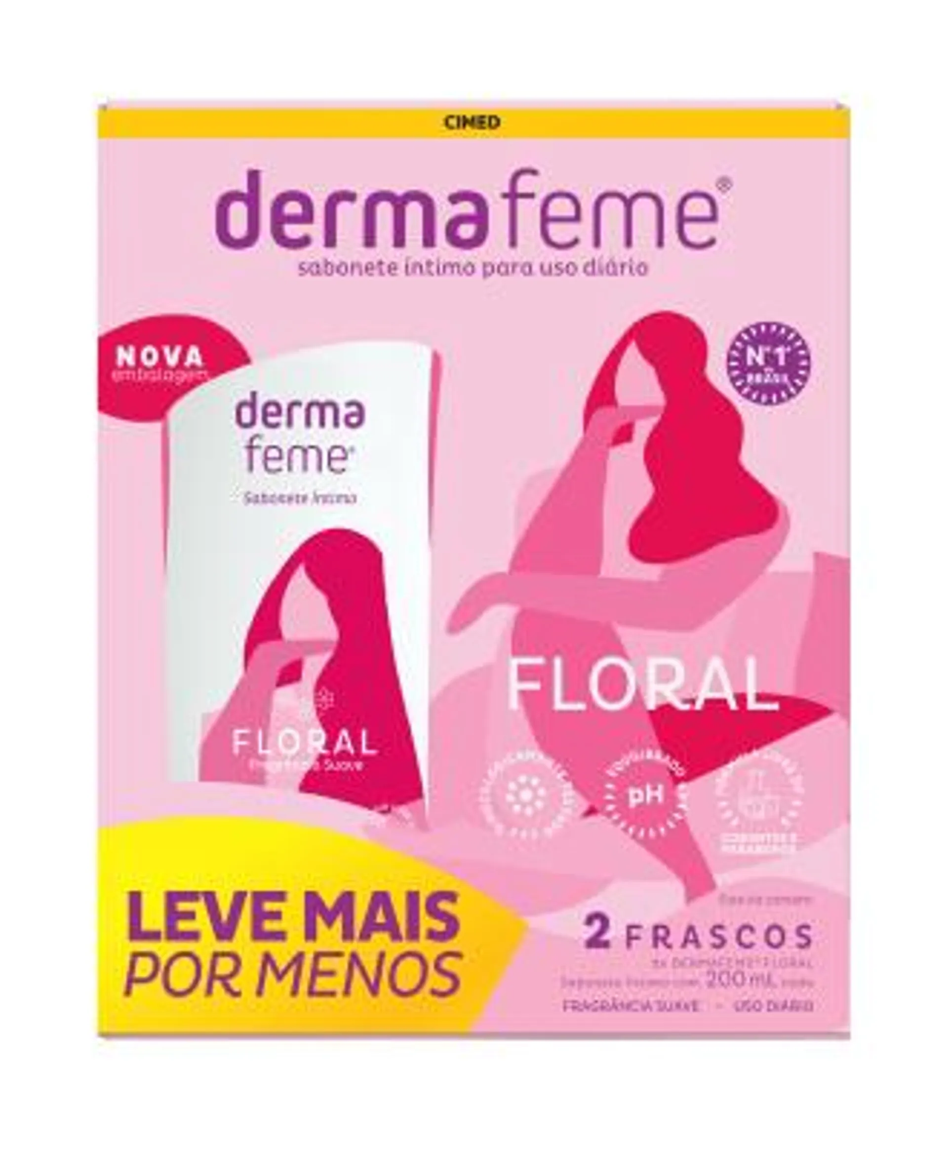 SABONETE ÍNTIMO LÍQUIDO DERMAFEME KIT COM 2 UNIDADES DE 200ML