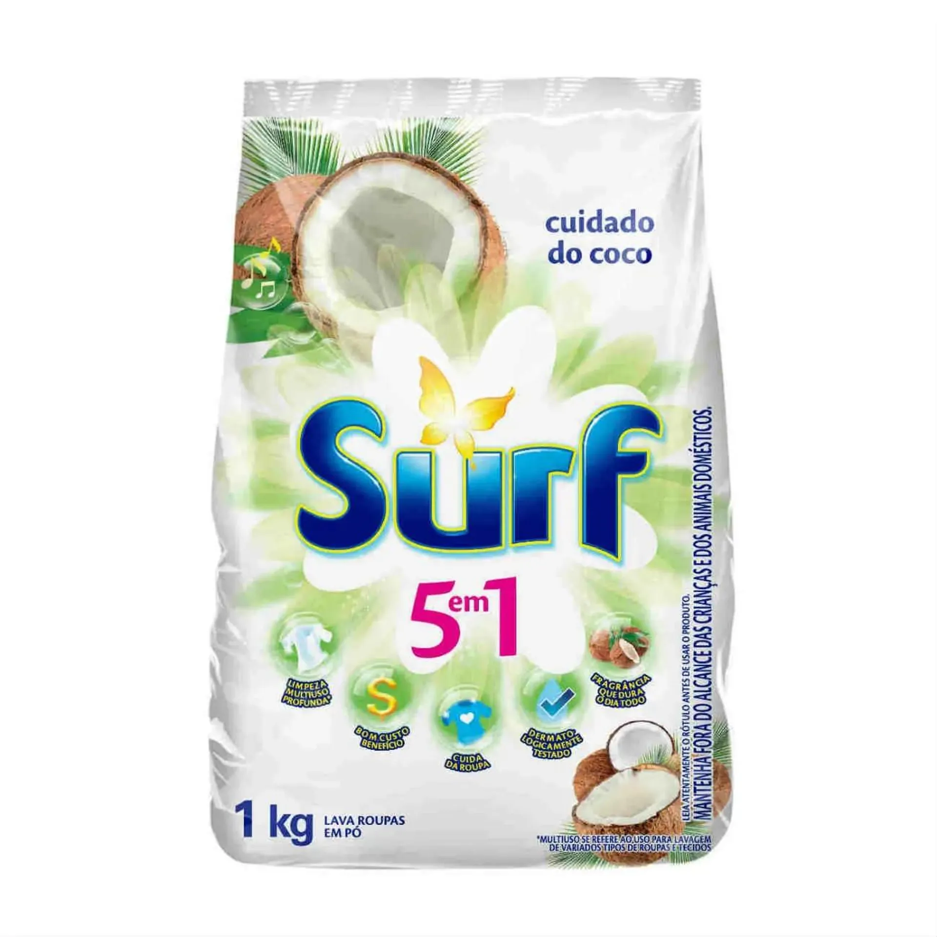 Lava-Roupas Em Pó 5 Em 1 Surf Cuidado Do Coco Sachê 2,4kg