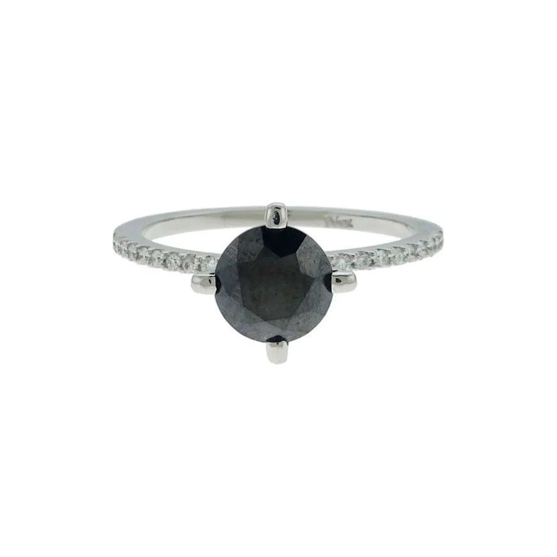 Anel Especial | Ouro Branco 18K com diamantes e Diamante Negro