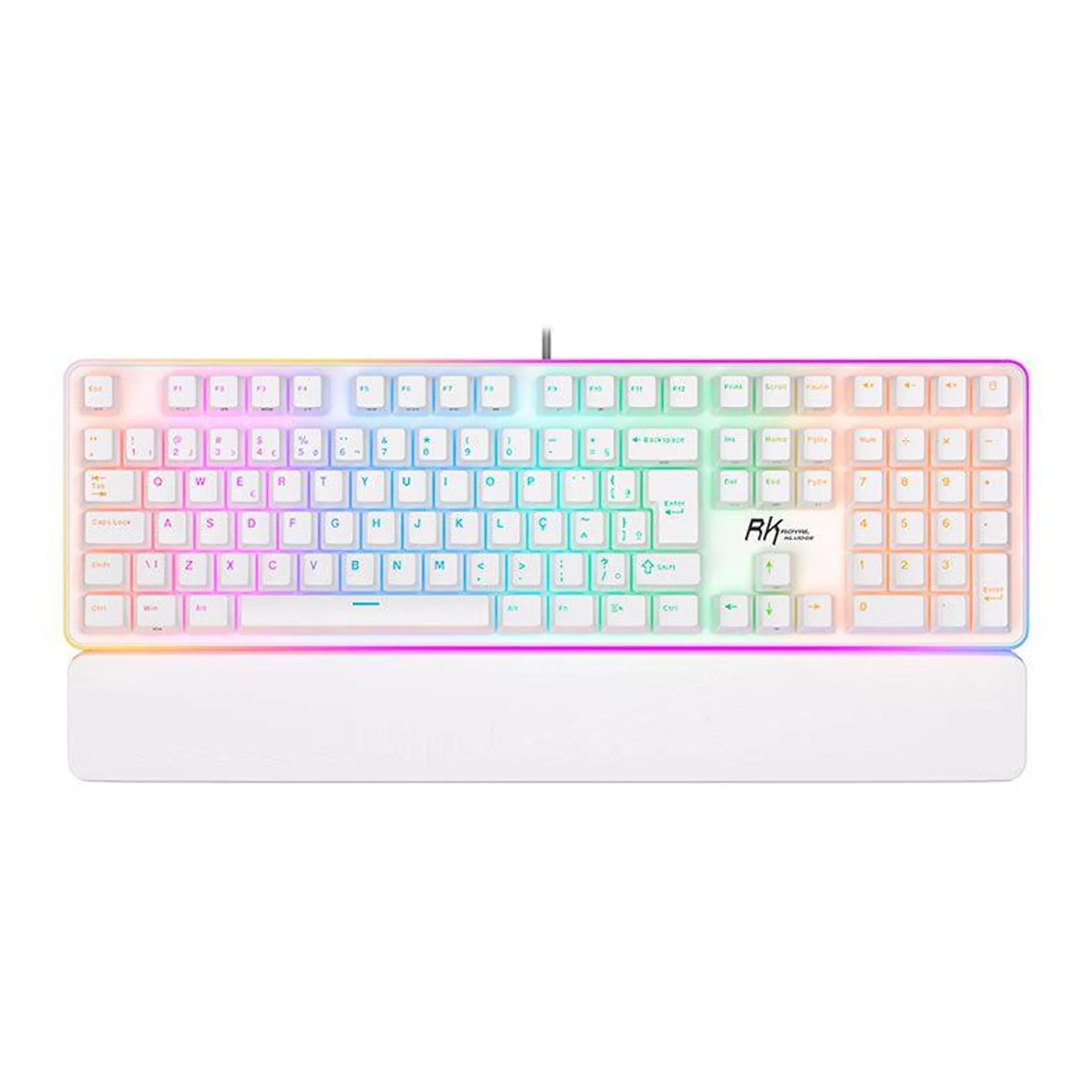 Teclado Mecanico Gamer Royal Kludge RK918, RGB, ABNT2, Switch Red, Branco, RK918-WHIT-H-POR