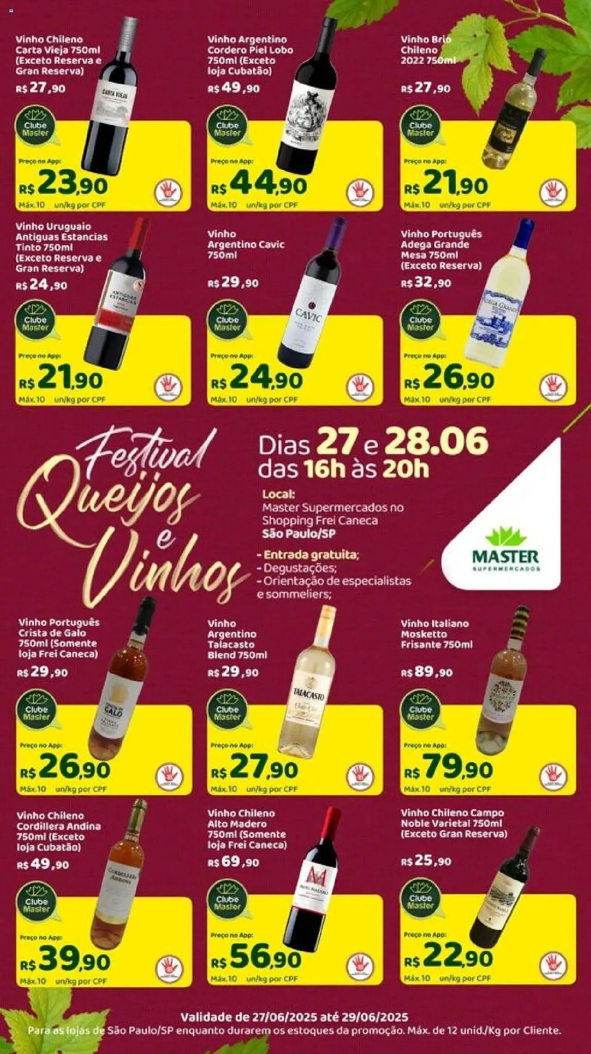 Encarte de Catálogo Master Supermercados 27 de junho até 29 de junho 2025 - Pagina 1
