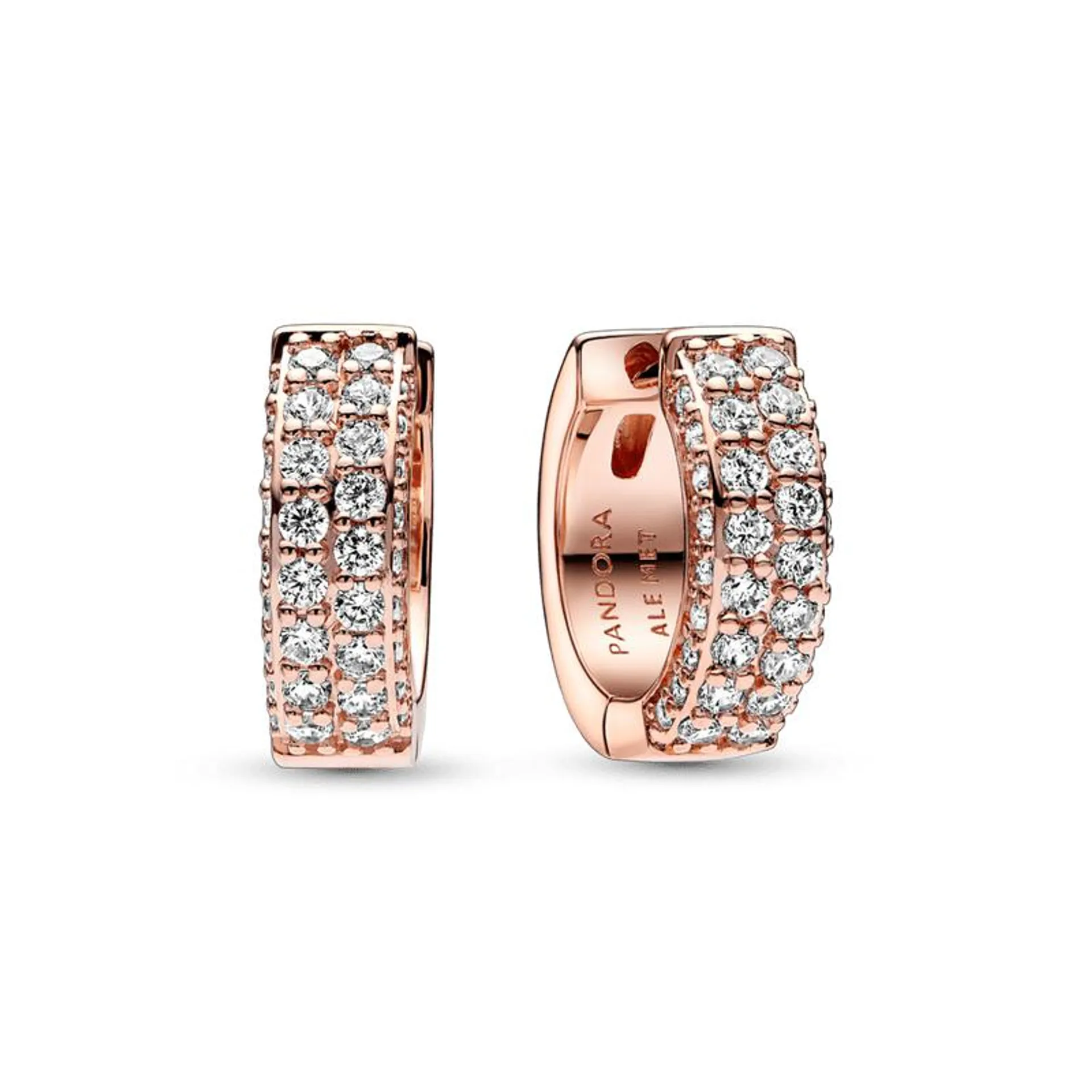 Brincos de Argola de Fileira Dupla em Pavé Pandora Timeless