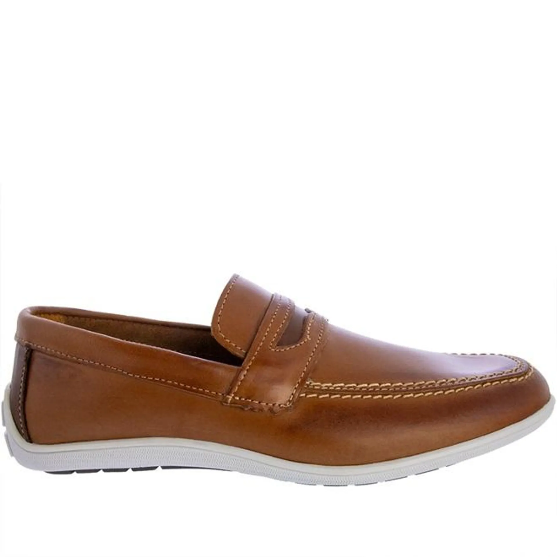 Mocassim Woche Recortes Couro Caramelo