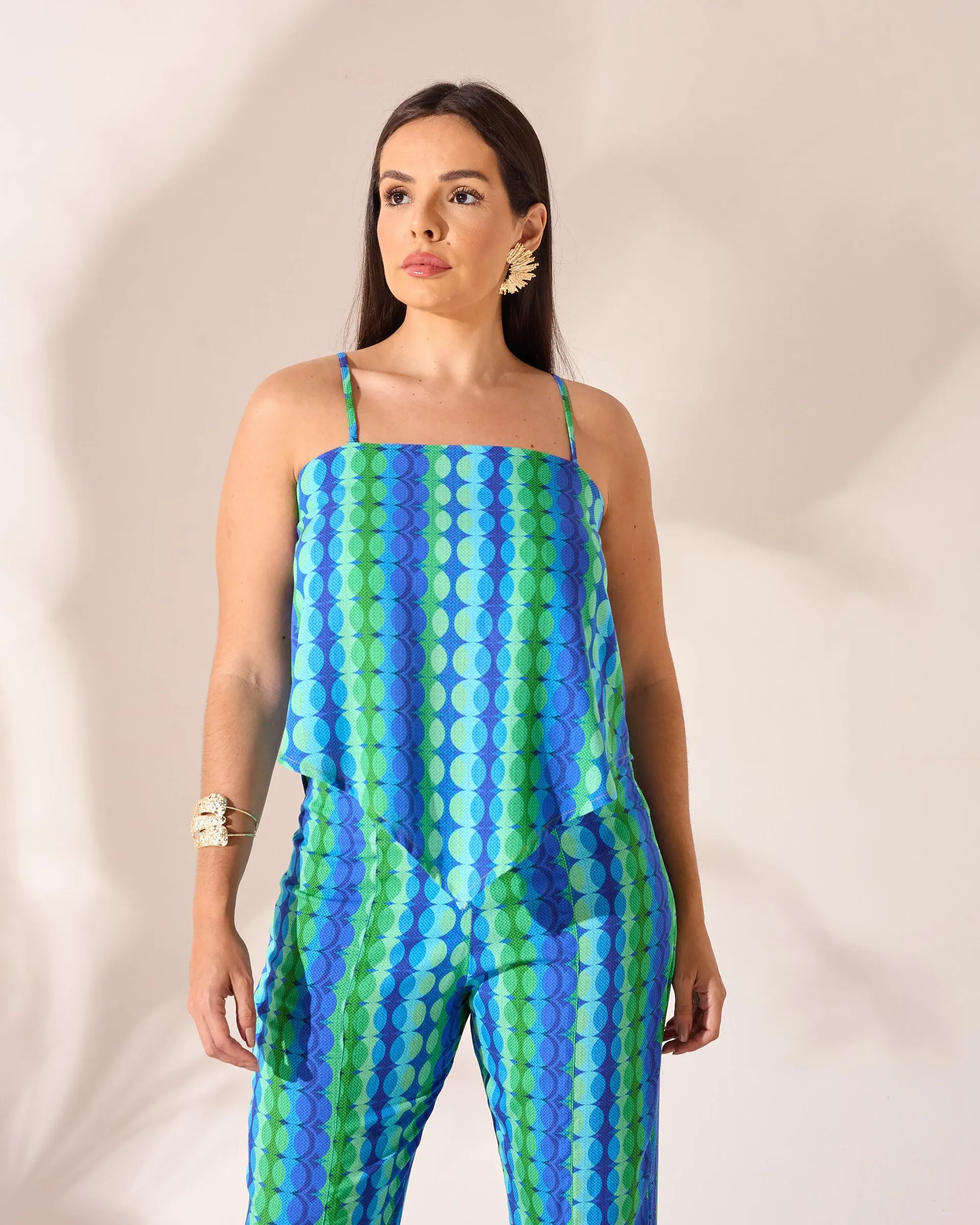 Blusa alça bico est.poá abstrato