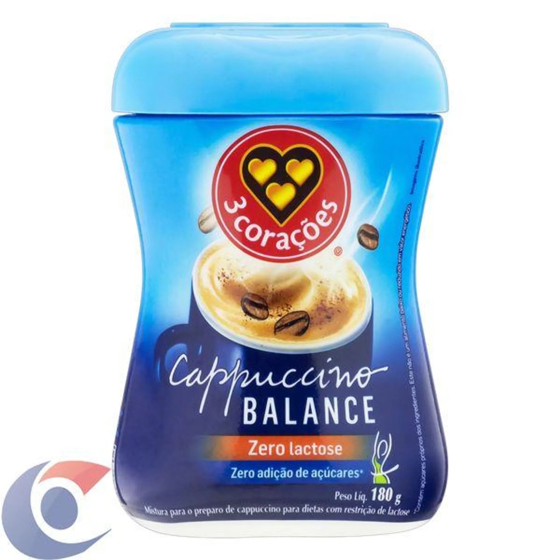 Cappuccino Solúvel Zero Lactose 3 Corações Balance Pote 180g