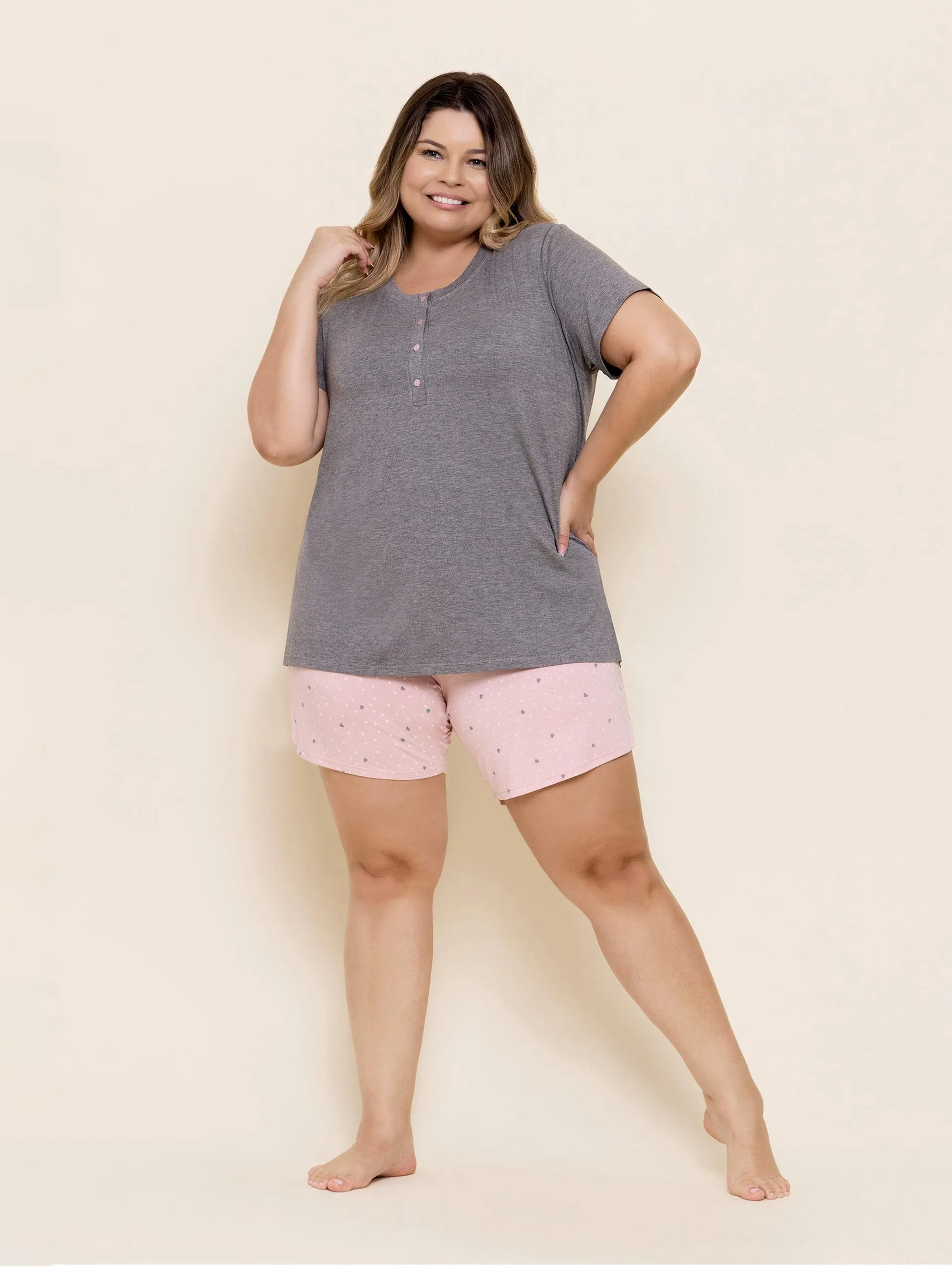 Short Doll Plus Size Manga Curta Love Mix