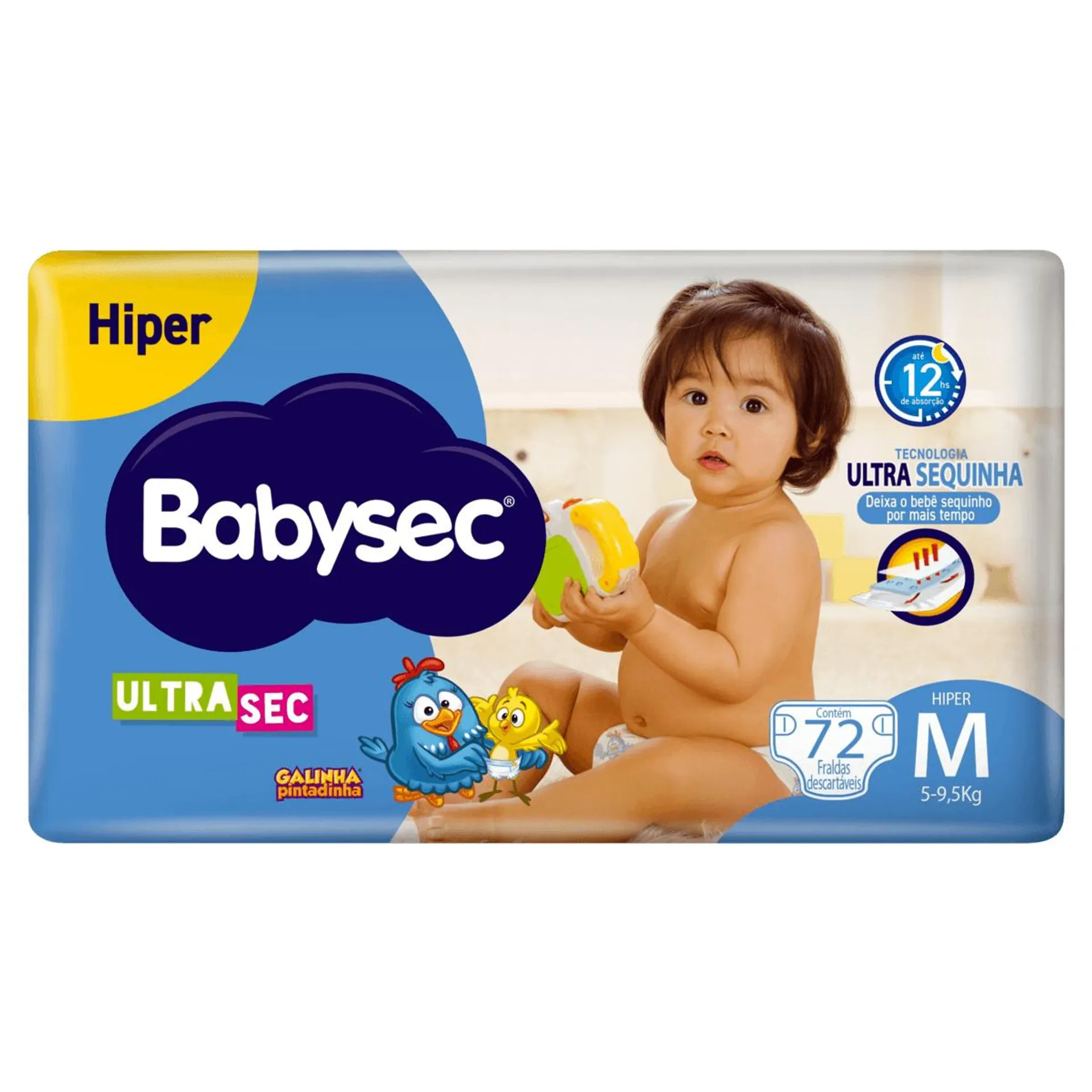 Fralda Babysec Ultra Hiper M – 72 unidades