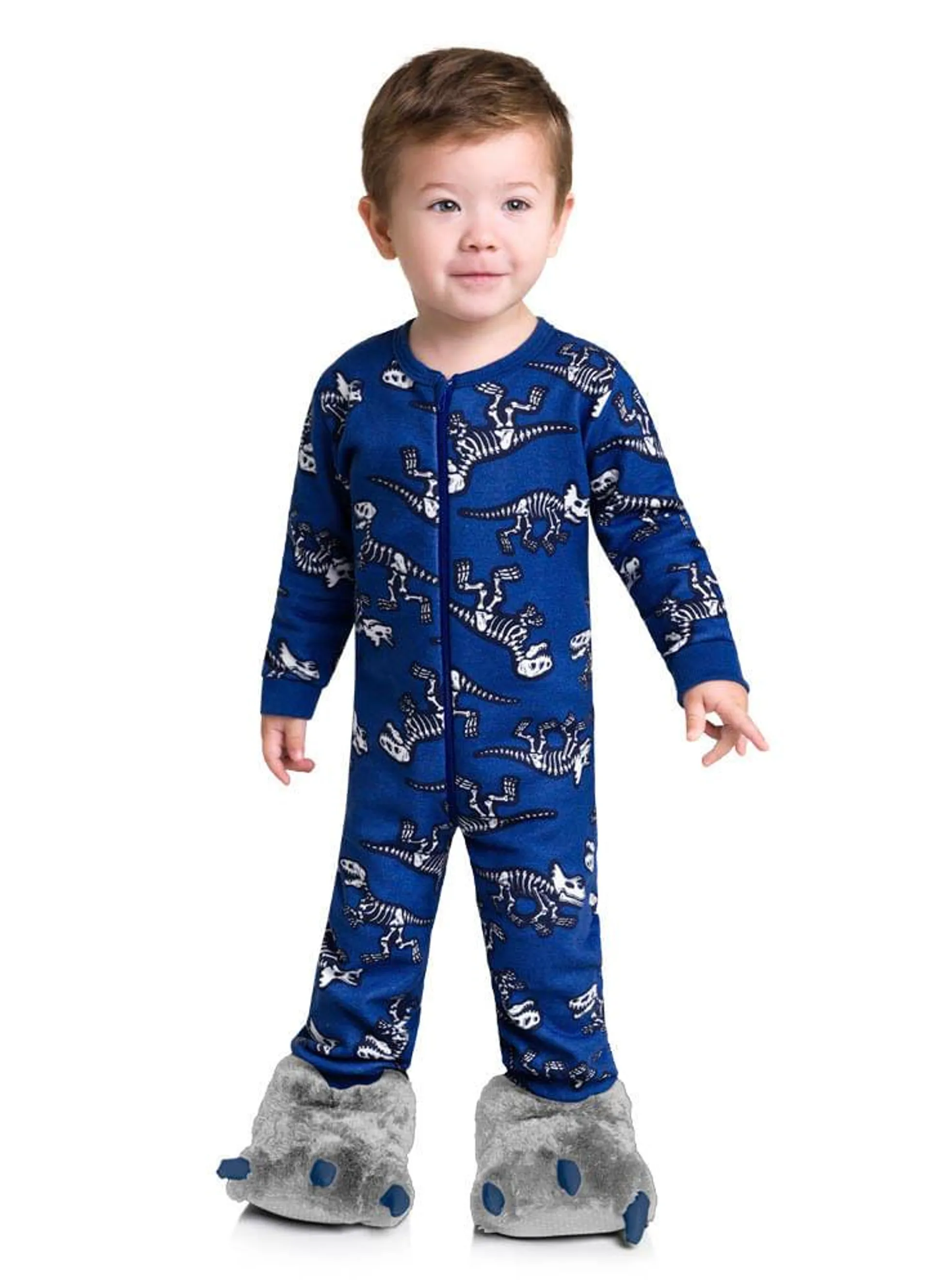 Pijama macacão infantil menino de dinossauro Brandili