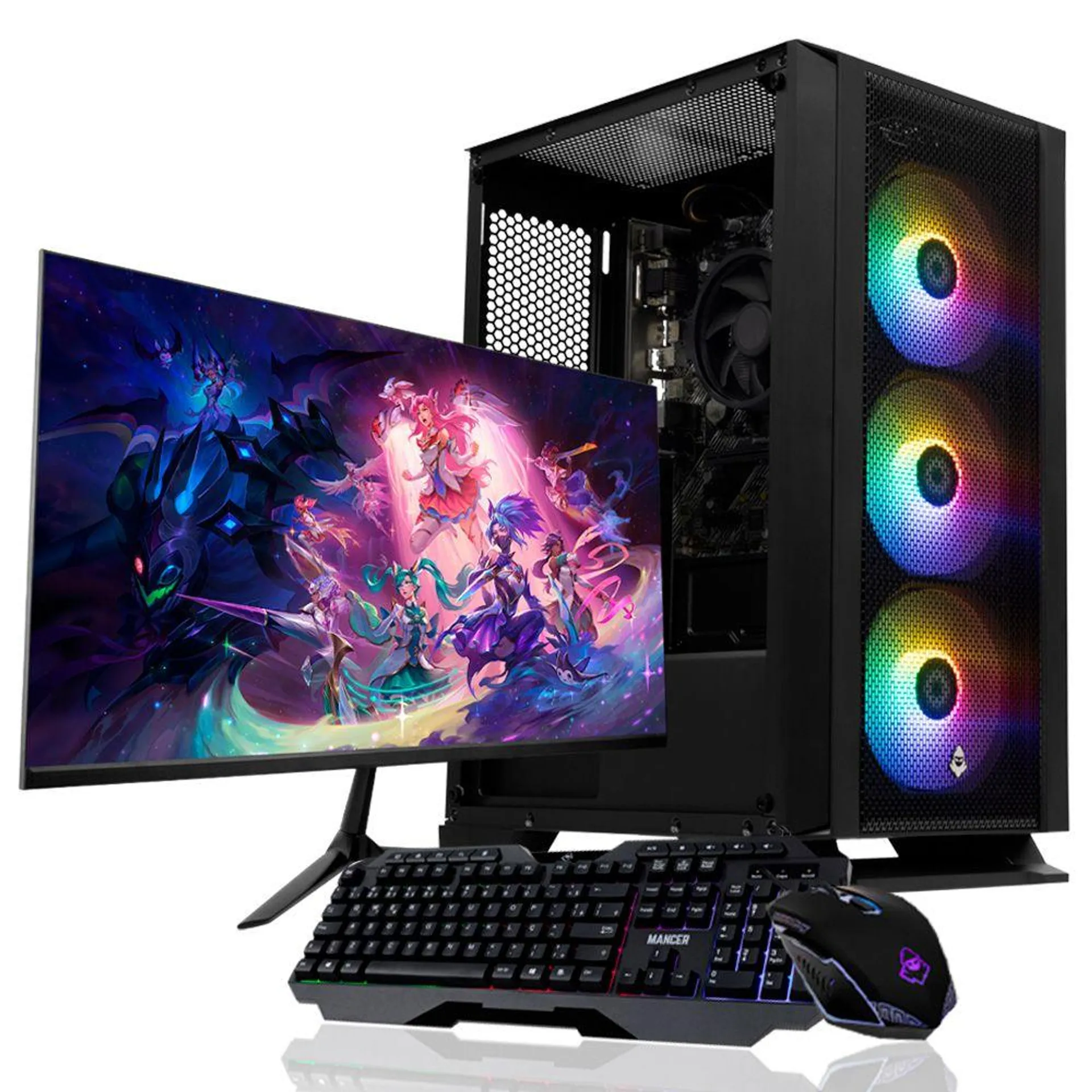 PC Gamer Completo Mancer, Intel Core i5, RX 580 8GB, 16GB DDR3, SSD 480GB, + Monitor + Kit Periféricos