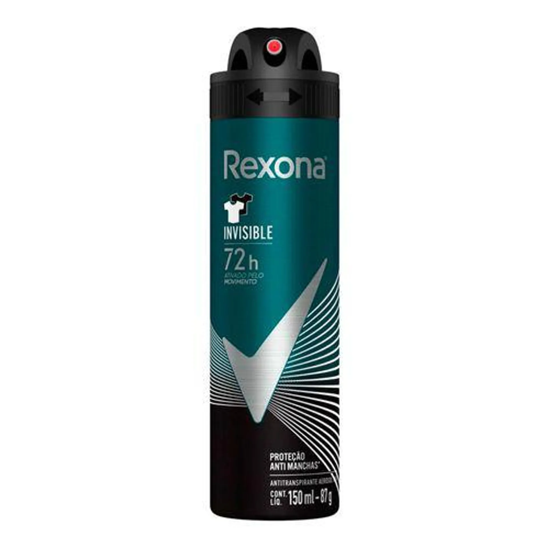 Desodorante Antitranspirante Aerosol Masculino Rexona Invisible 72 horas 150ml