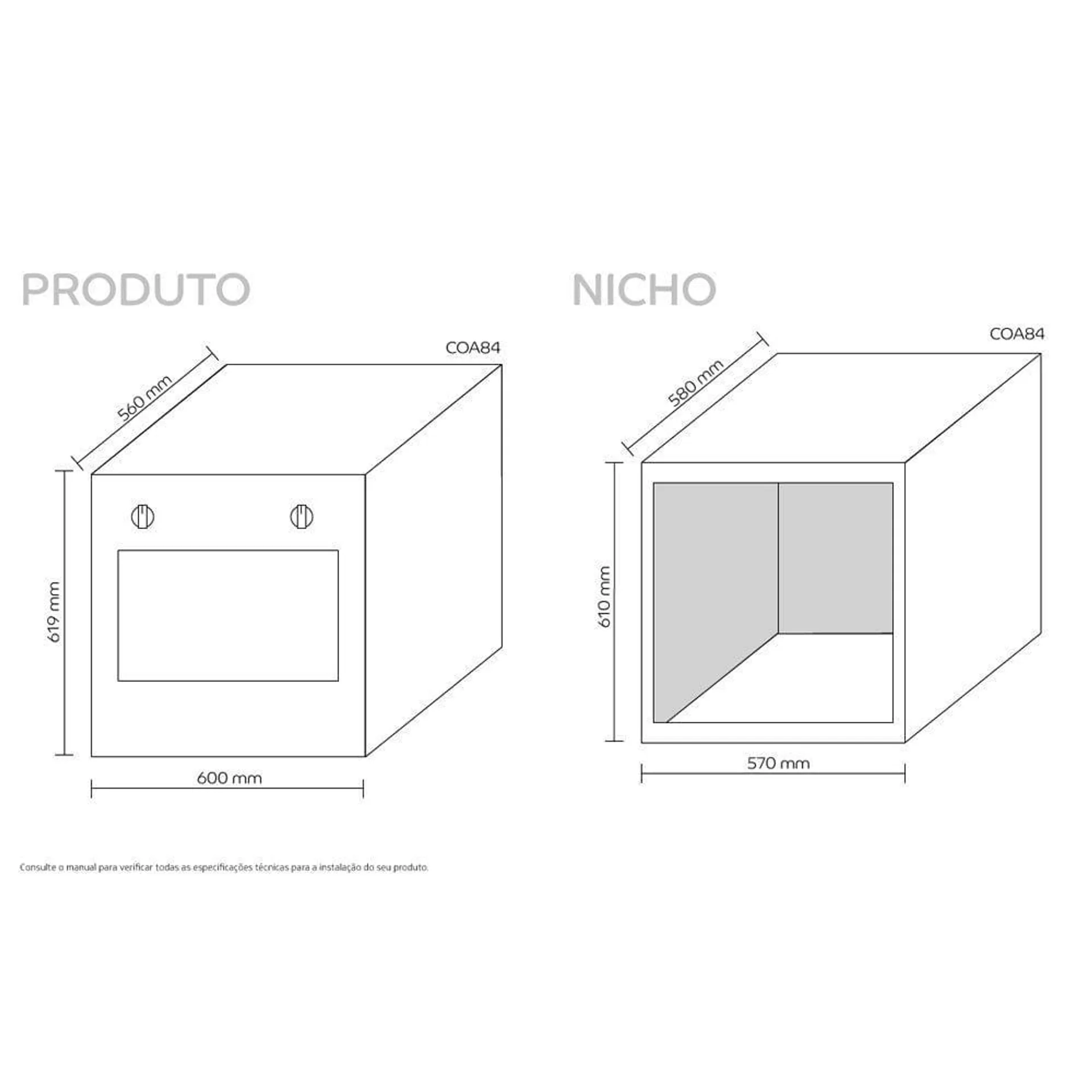 Forno a Gás de Embutir 78 Litros Timer Grill COA84BRRNA Consul