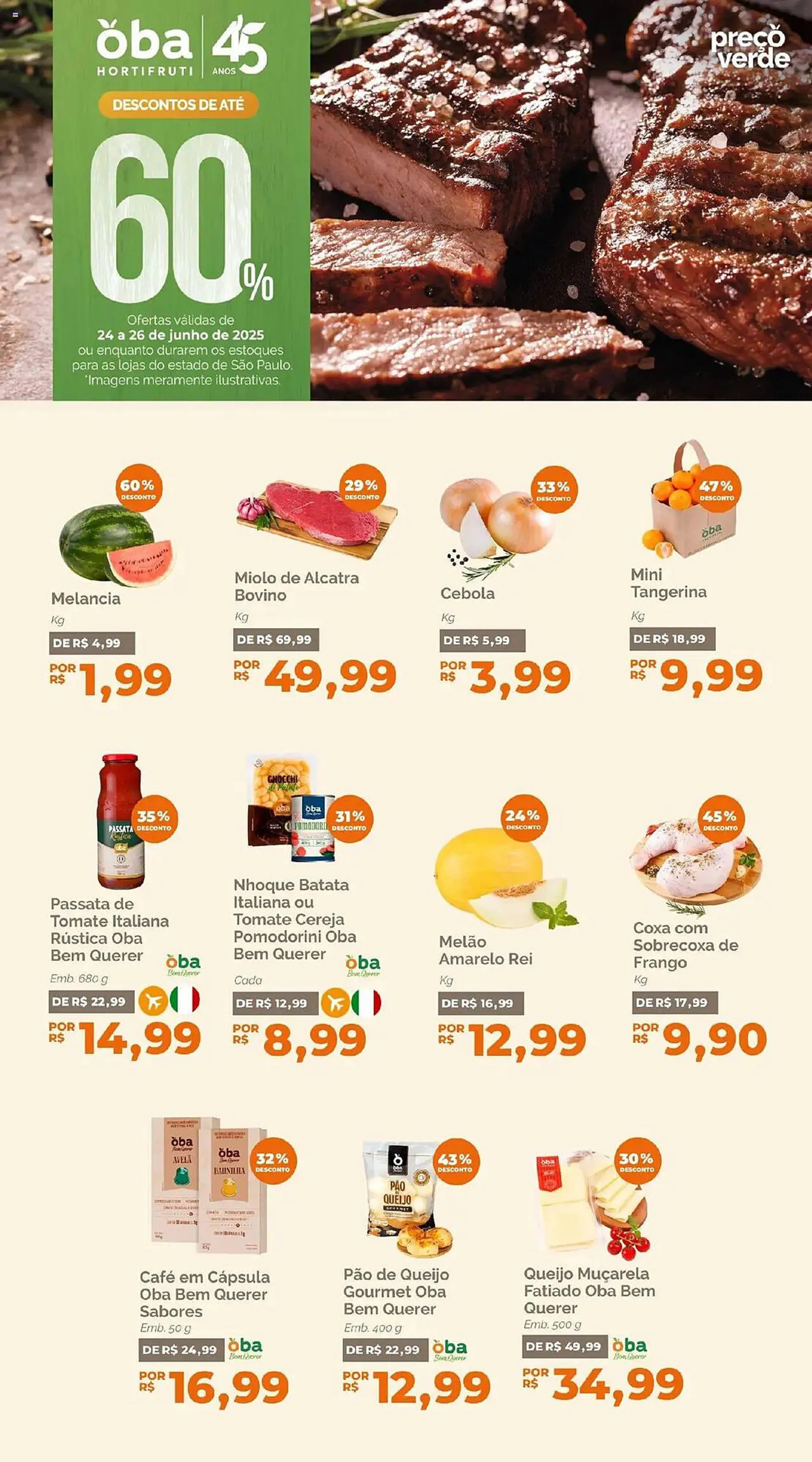 Encarte de Catálogo Oba Hortifruti 24 de junho até 26 de junho 2025 - Pagina 1