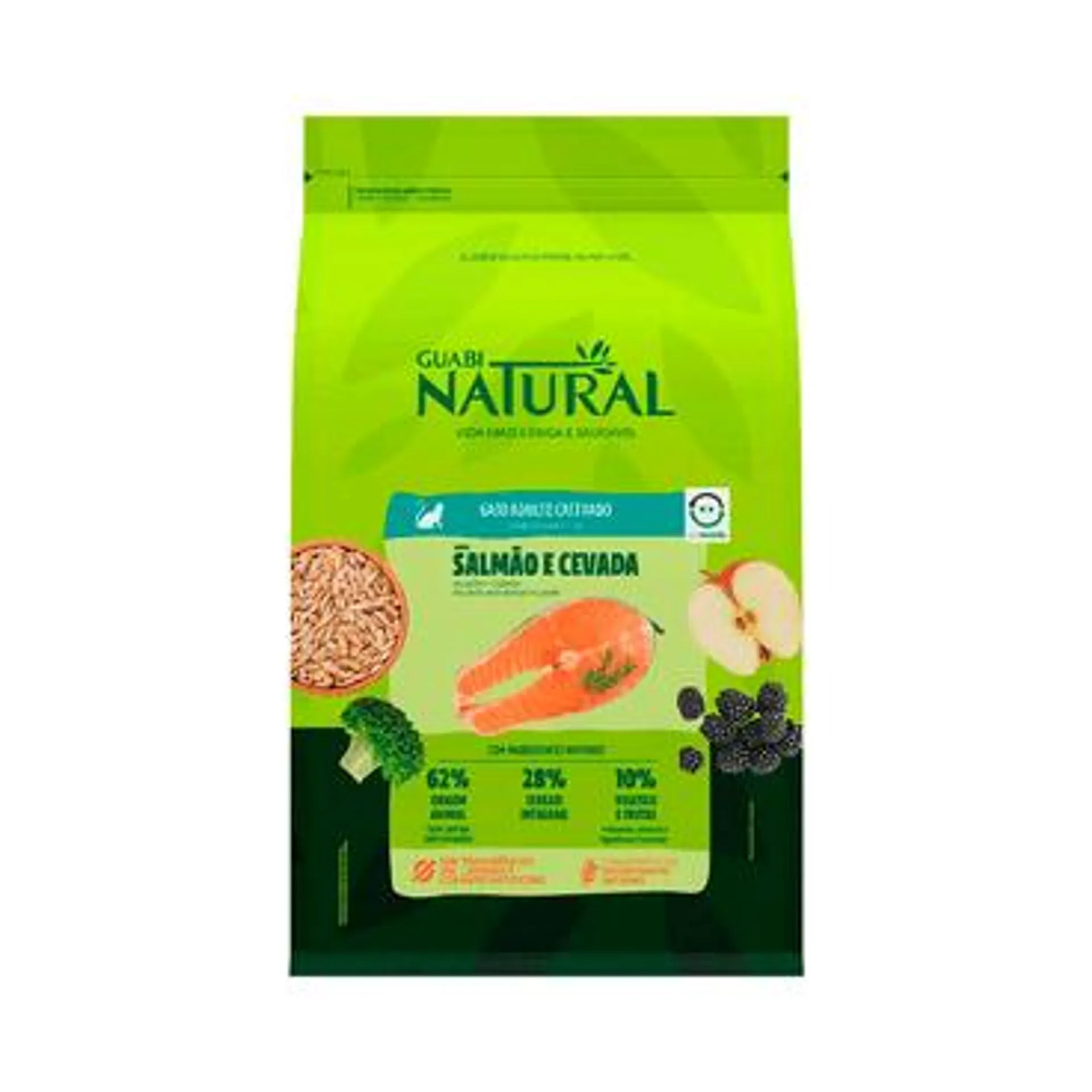 Ração Guabi Natural Gatos Adultos Castrados Salmão e Cevada 1,5 kg