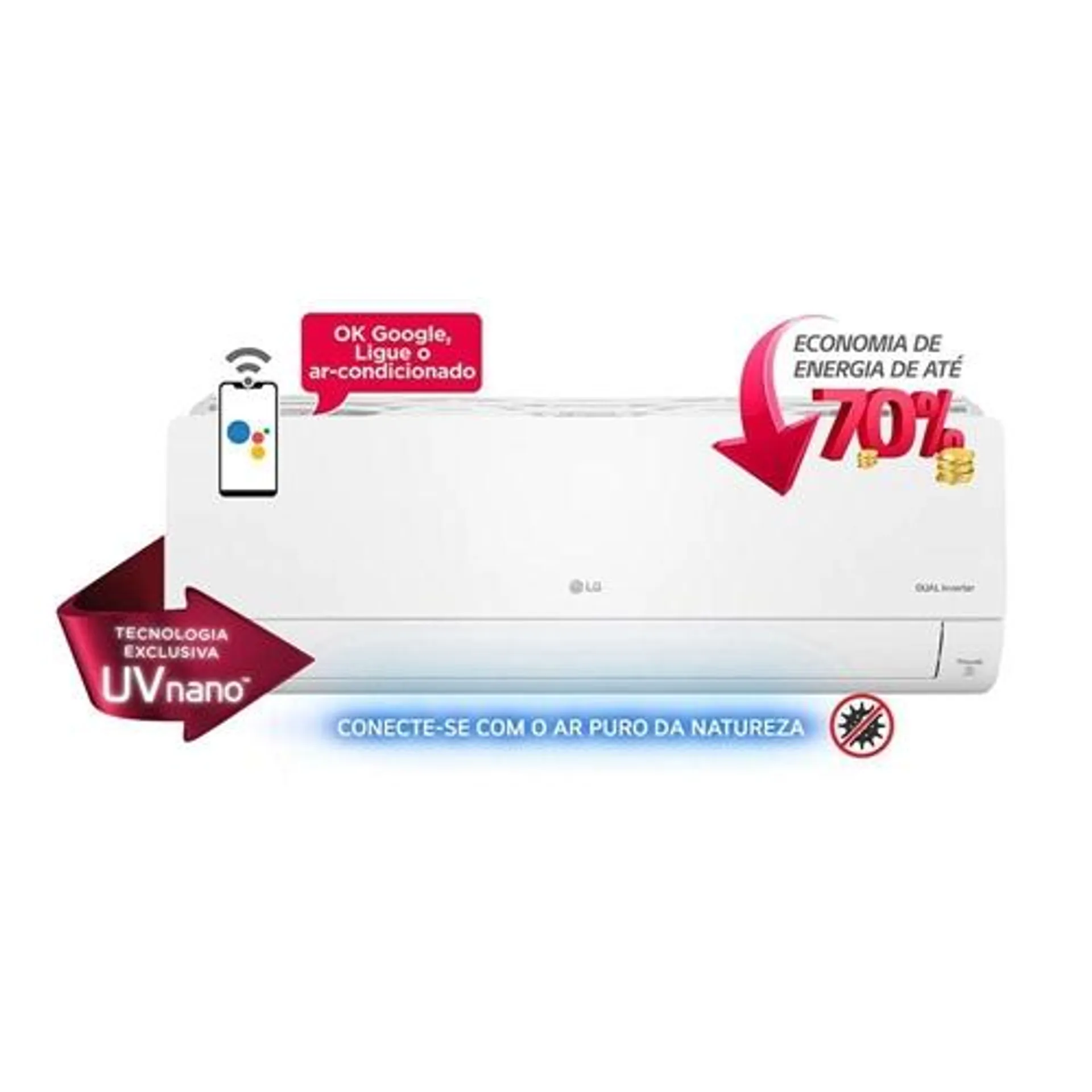 Ar Condicionado LG DUAL Inverter Voice UV Nano 24.000BTUs Quente/Frio 220V S4-W24K23XE