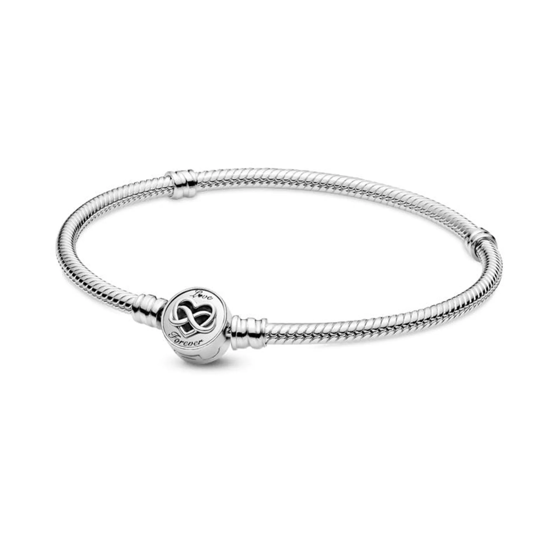 Bracelete Em Trama Pandora Moments Com Fecho Infinito De Coracao