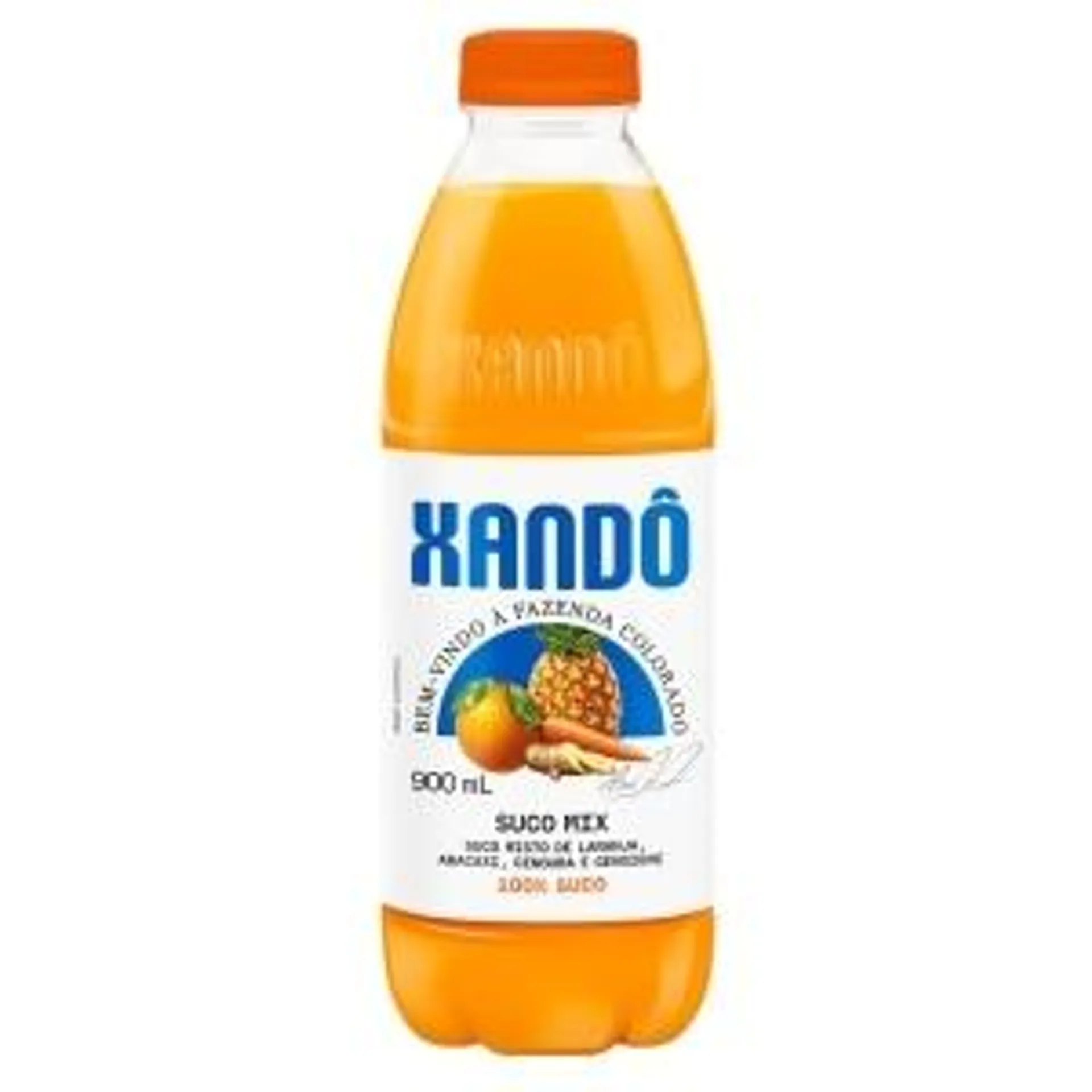 Suco Mix de Laranja, Abacaxi, Cenoura e Gengibre sem Adição de Açúcar Xandô Garrafa 900ml