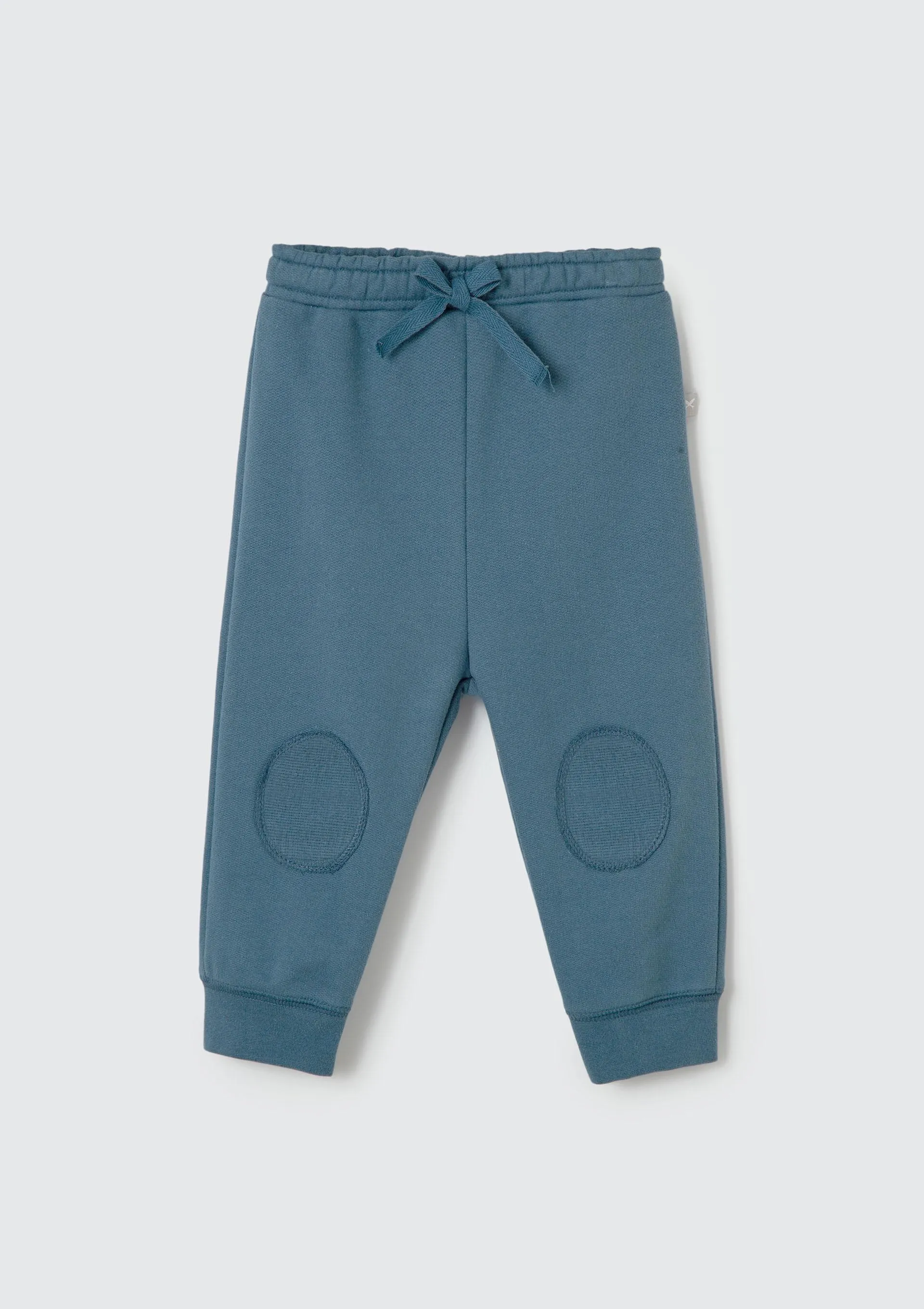 Calça Bebê Menino Jogger Em Moletom Peluciado Com Joelheira - Azul