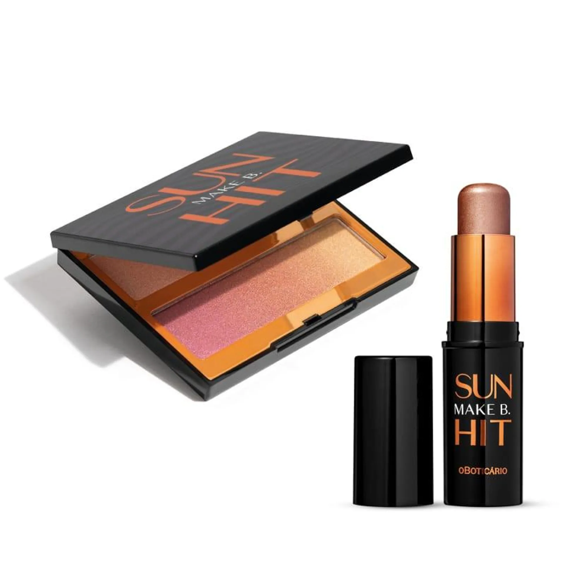 Combo Make B. Sun Hit: Paleta de Maquiagem Multifuncional 8g + Iluminador Facial Bronze 6,5g