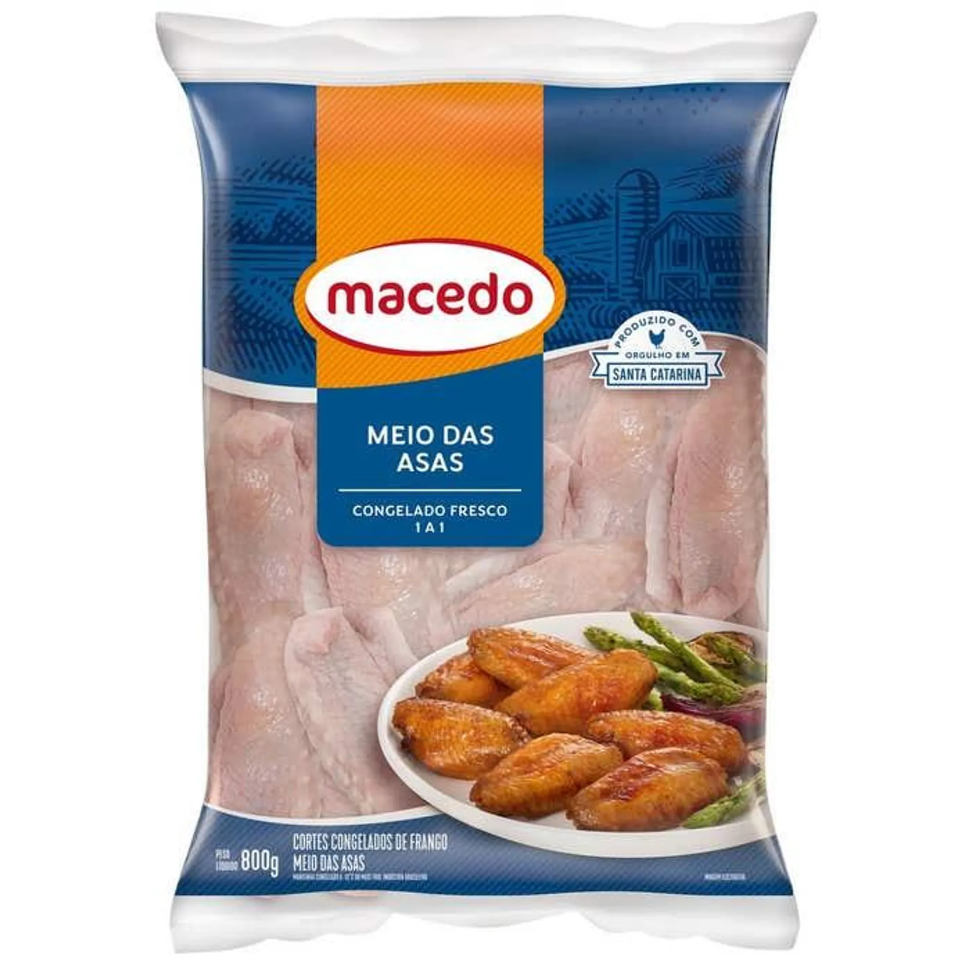 Meio Da Asa De Frango Macedo Iqf 800g