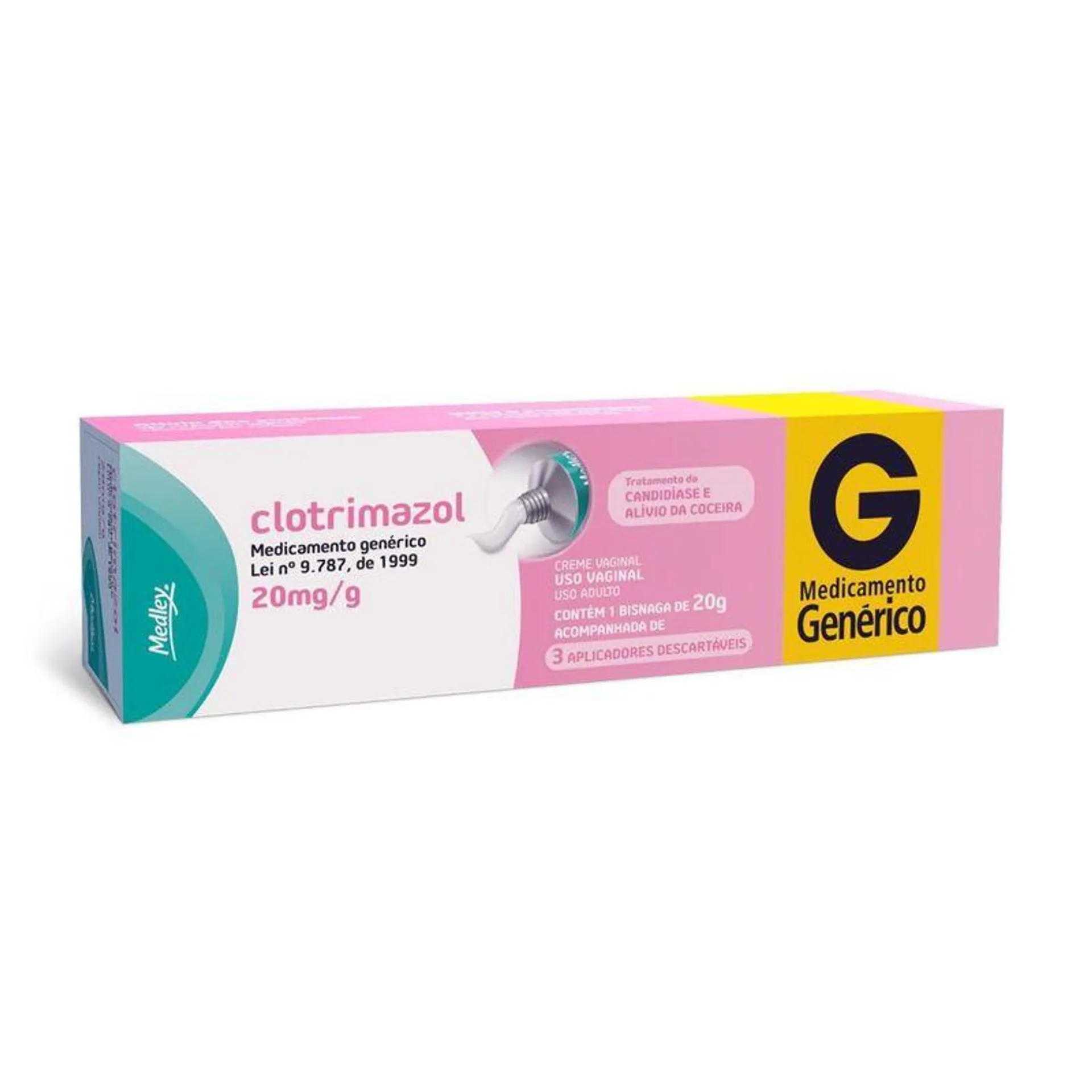 Clotrimazol 20mg/g Medley Creme Vaginal 20g + 3 Aplicadores