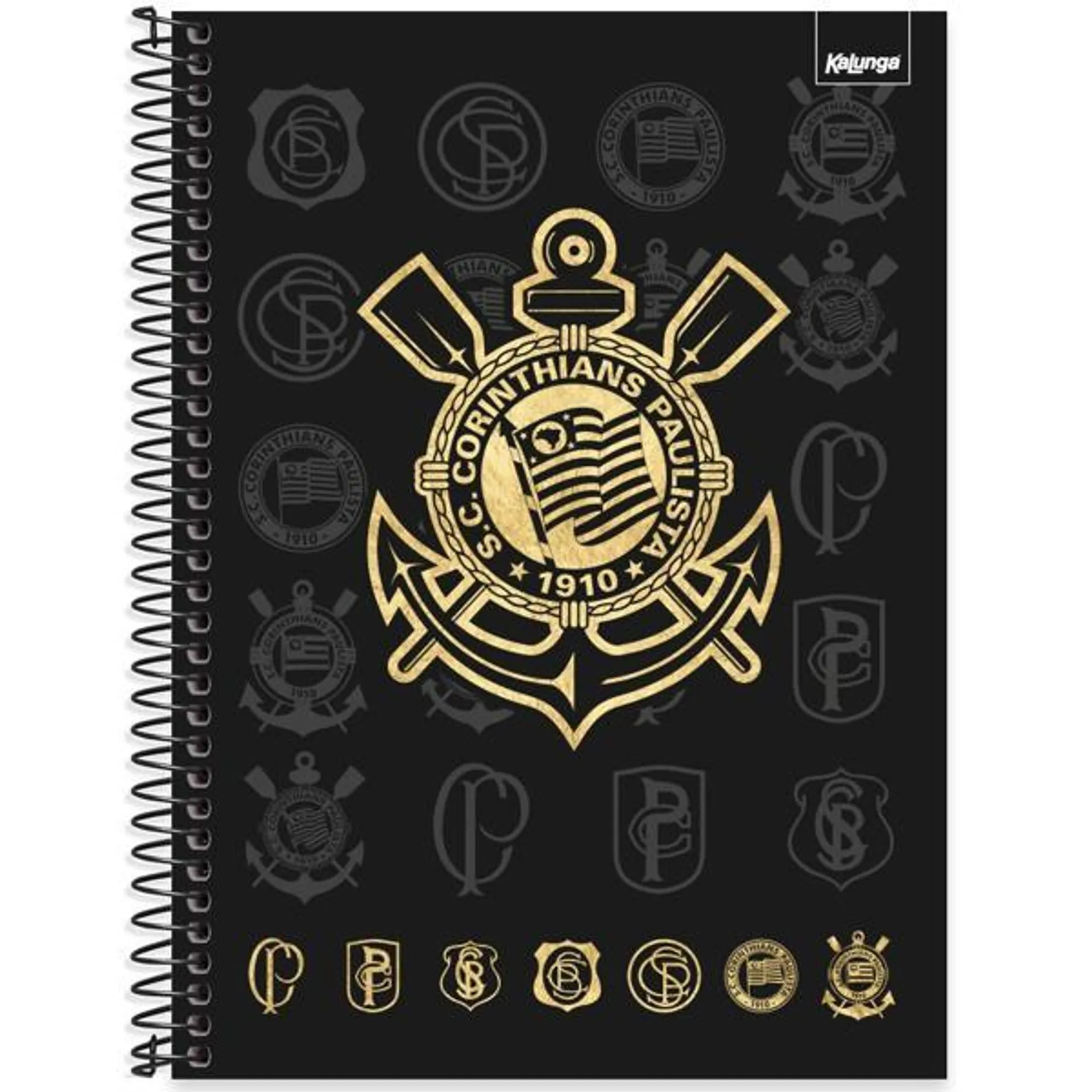 Caderno Universitário Capa Dura 1X1 80 Folhas Corinthians Spiral - PT 1 UN