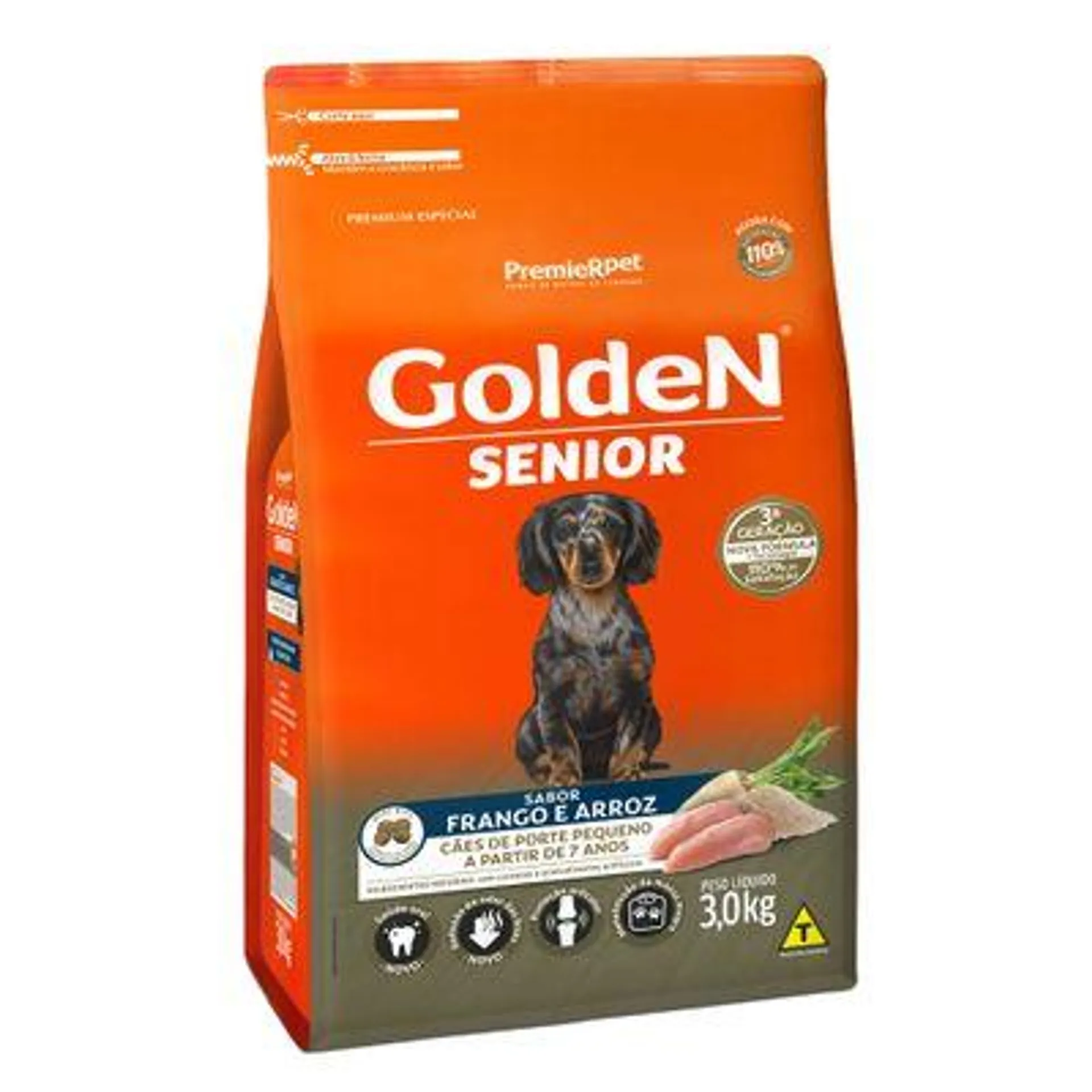 Ração Golden Fórmula Sênior Raças Pequenas Frango e Arroz Mini Bits 3 kg