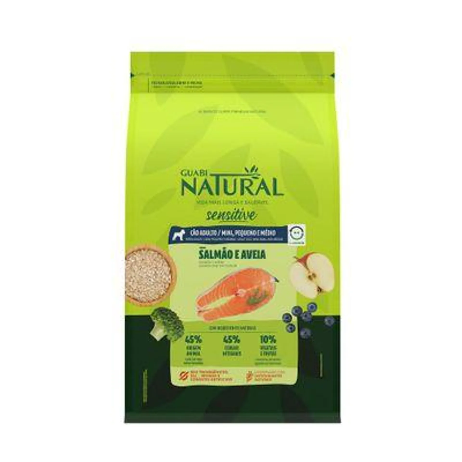 Ração Guabi Natural Cães Adultos Sensitive Raças Mini, Pequeno e Médio Salmão e Aveia 2,5 kg