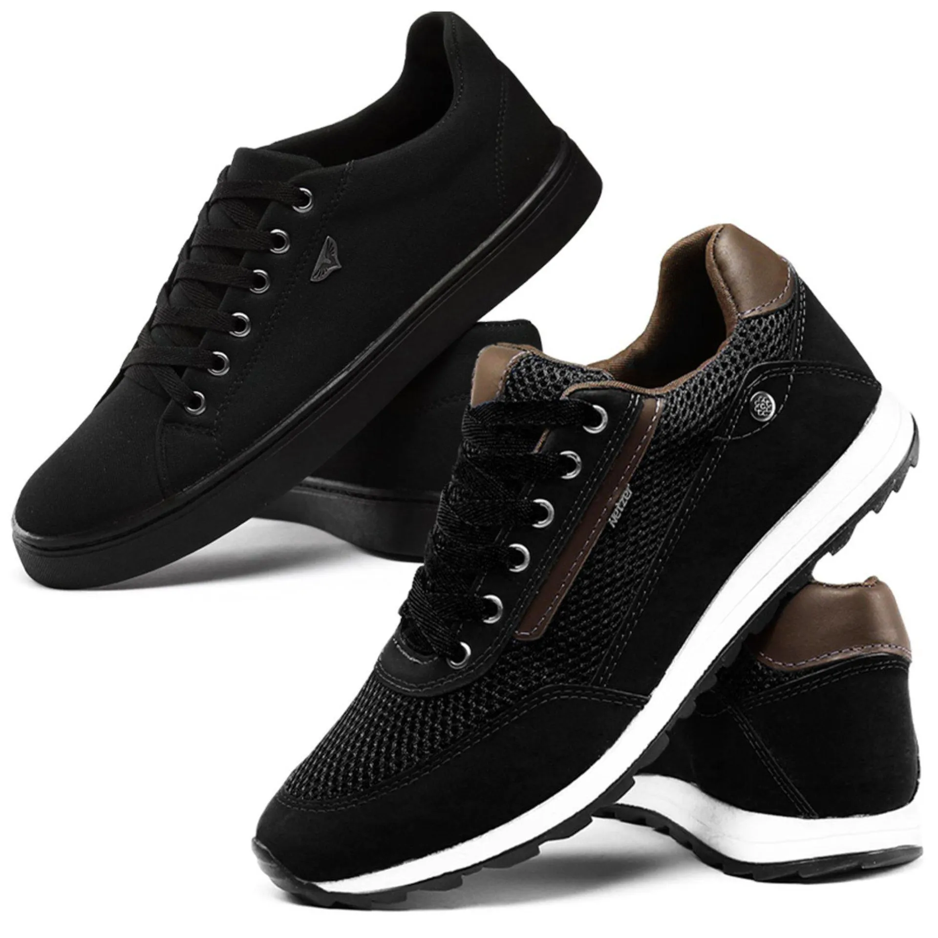 Kit de Tênis Casual Jogger e Sapatênis Sapatofran Preto