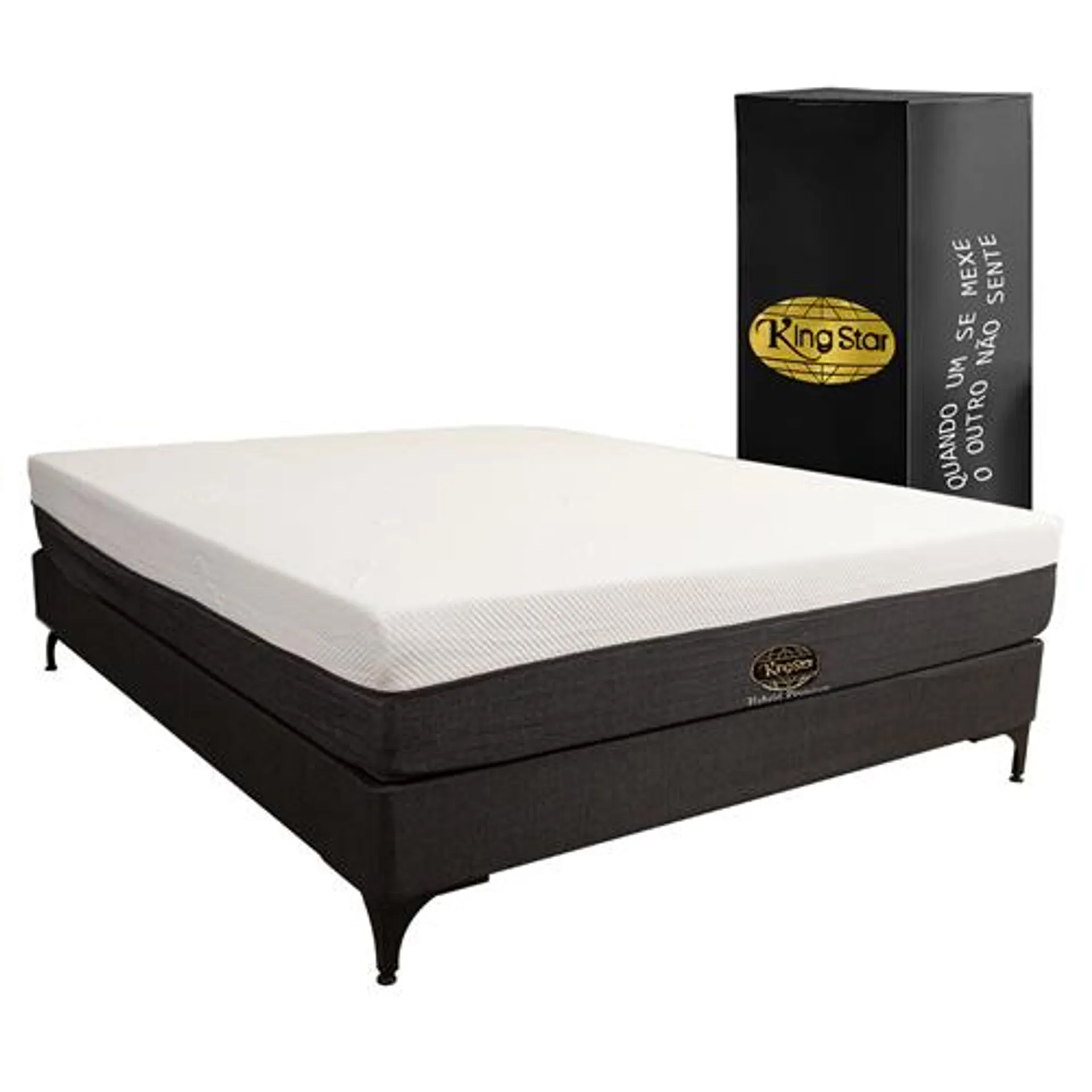 Cama Box Completa: Colchão King Star Hybrid Premium + Box Montável