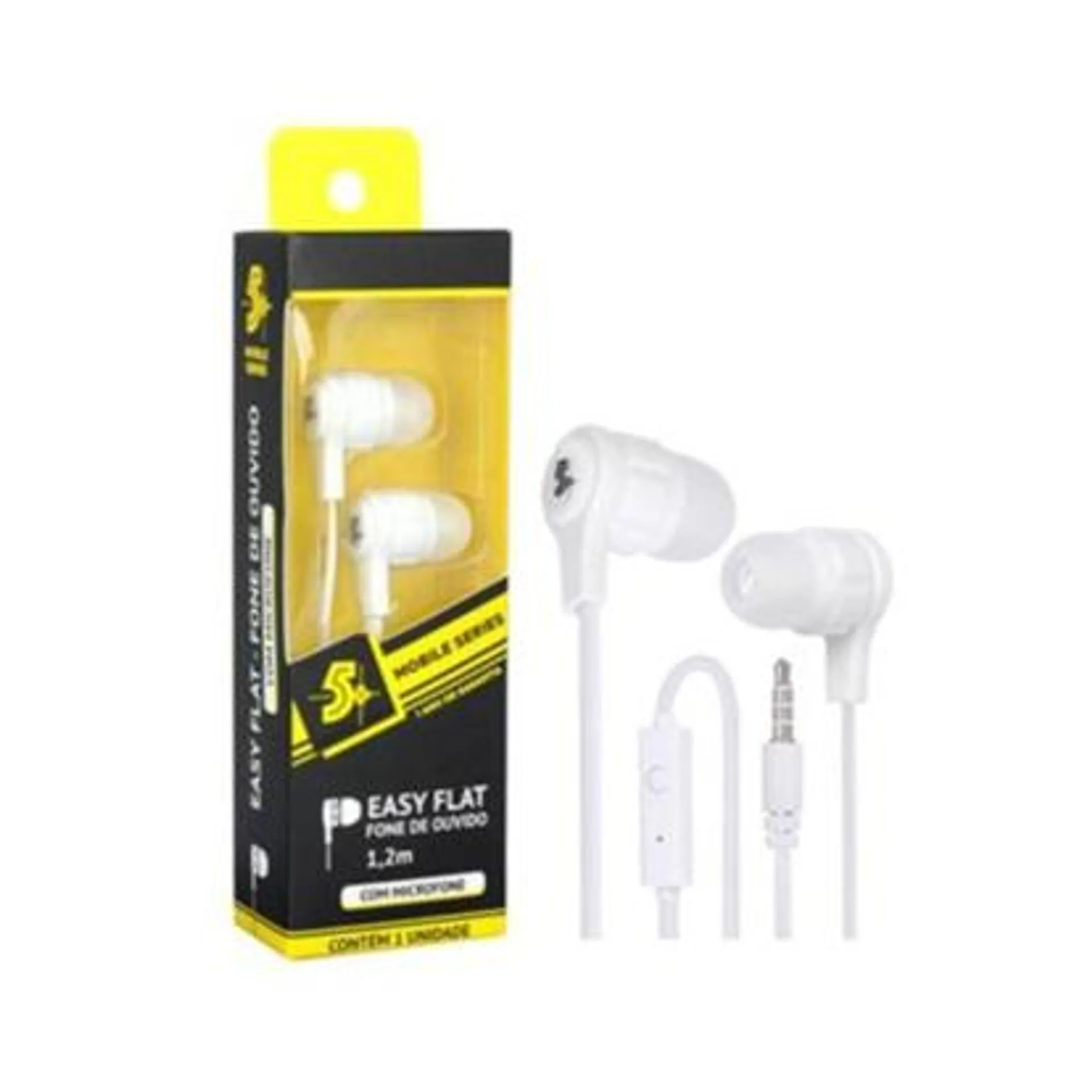 Fone de Ouvido com Microfone Easy Flat Branco 1 UN 5+