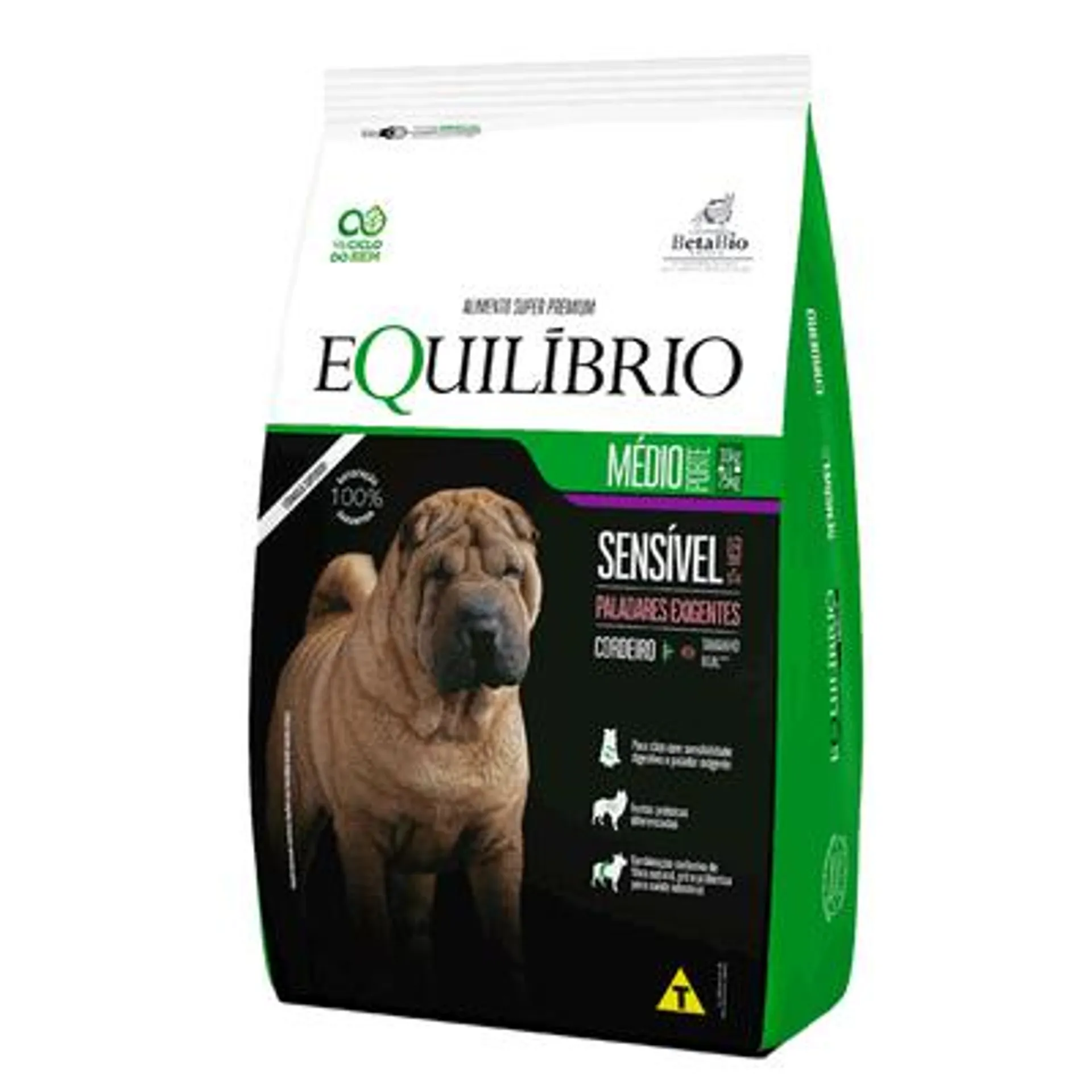 Ração Equilíbrio para Cães Sensíveis Adultos Porte Médio Cordeiro 2,5kg