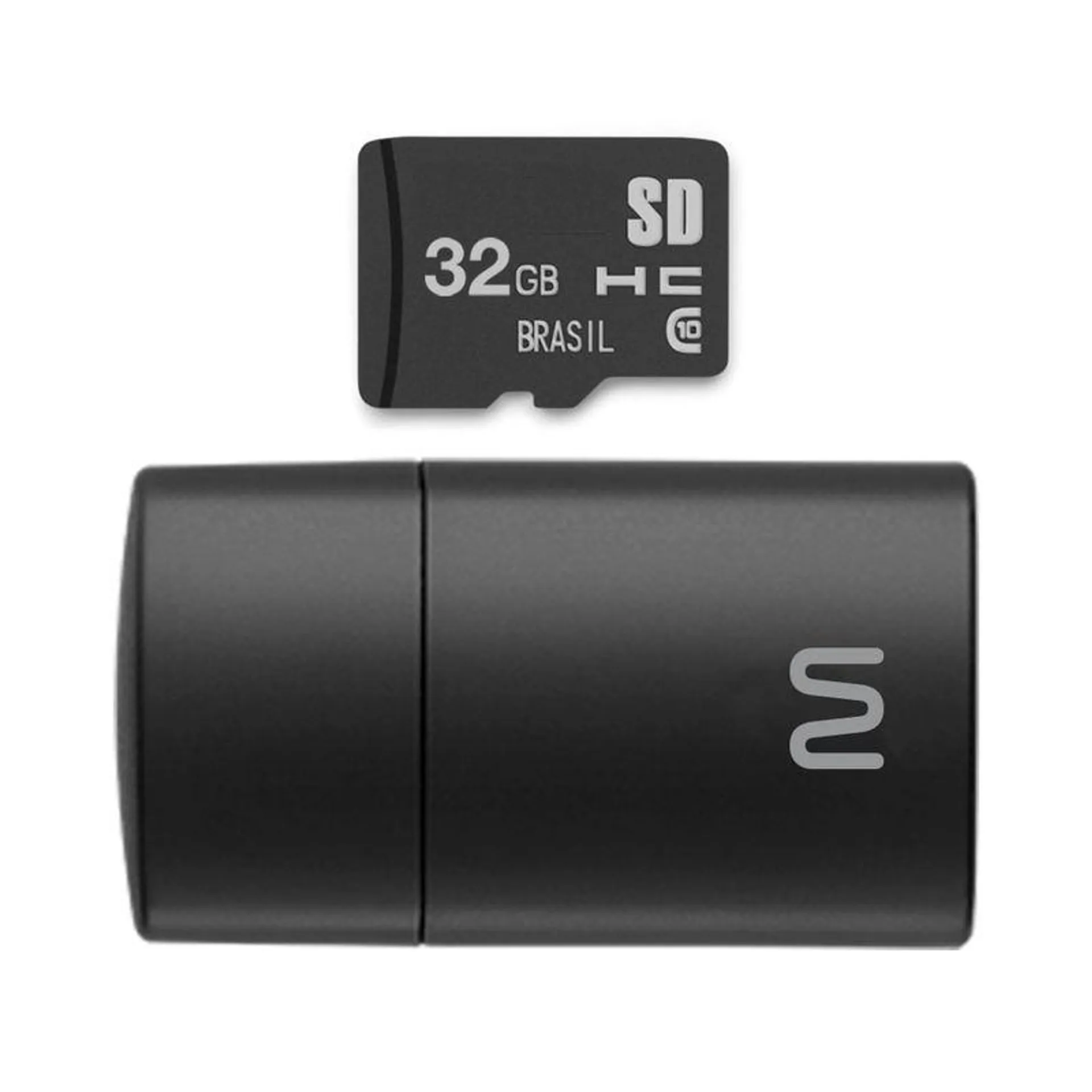 Pen Drive 2 em 1 Leitor USB + Cartão de Memória Classe 10 32GB Preto Multilaser - MC163