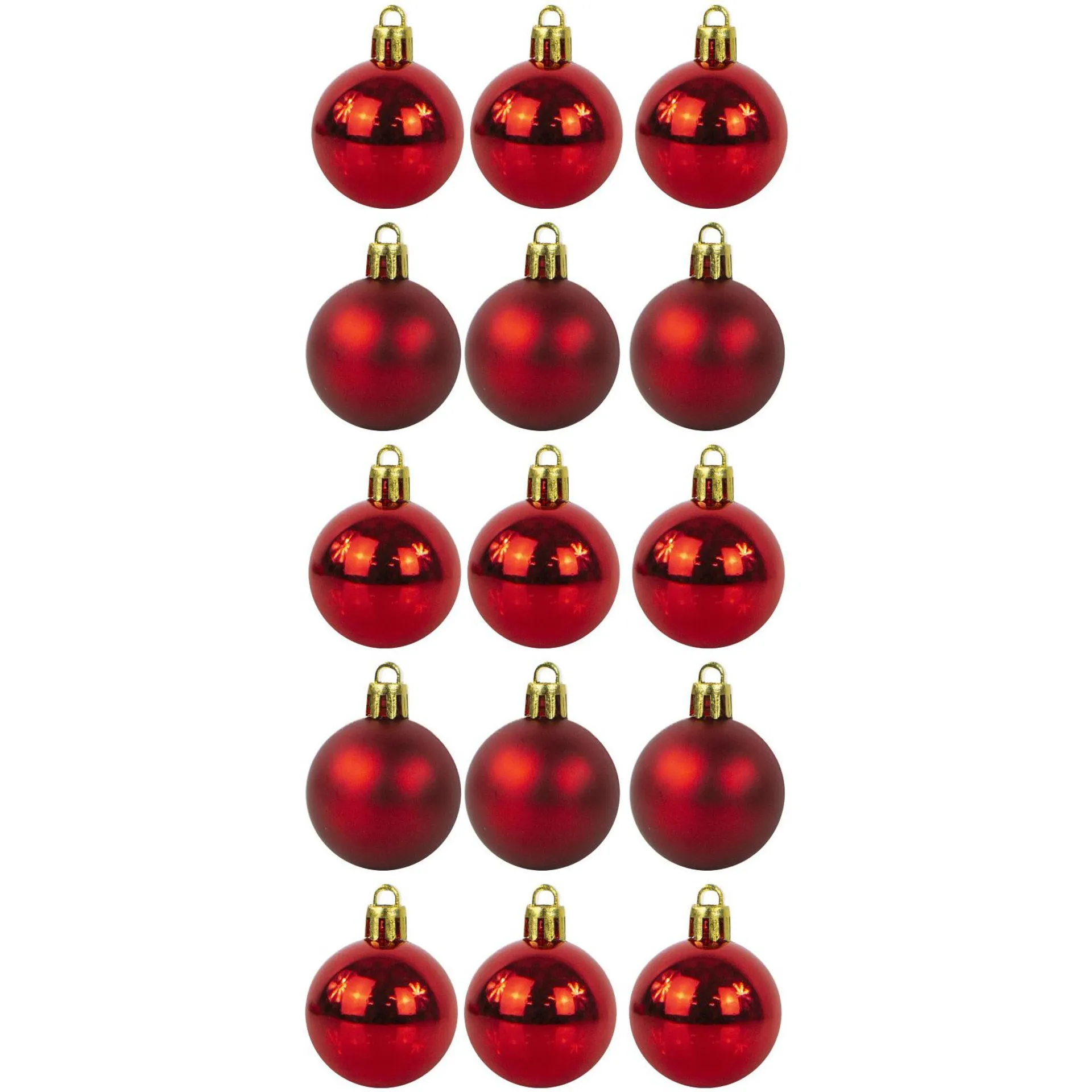 Kit de Bola de Natal Plástico 15 Peças 4cm Vermelho - Bianchini