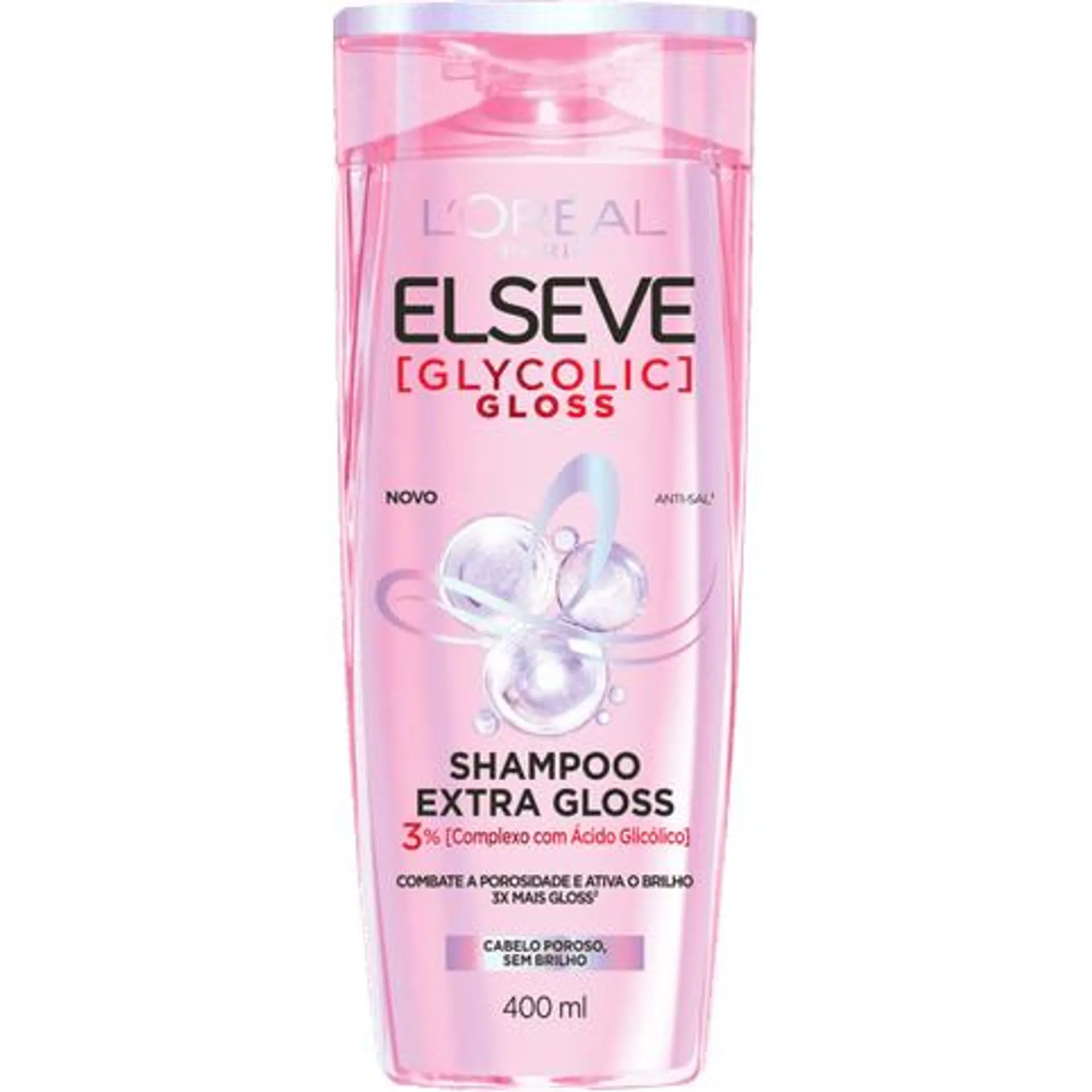 Shampoo Extra Gloss Anti-Sal Elseve Glycolic Gloss Frasco 400ml